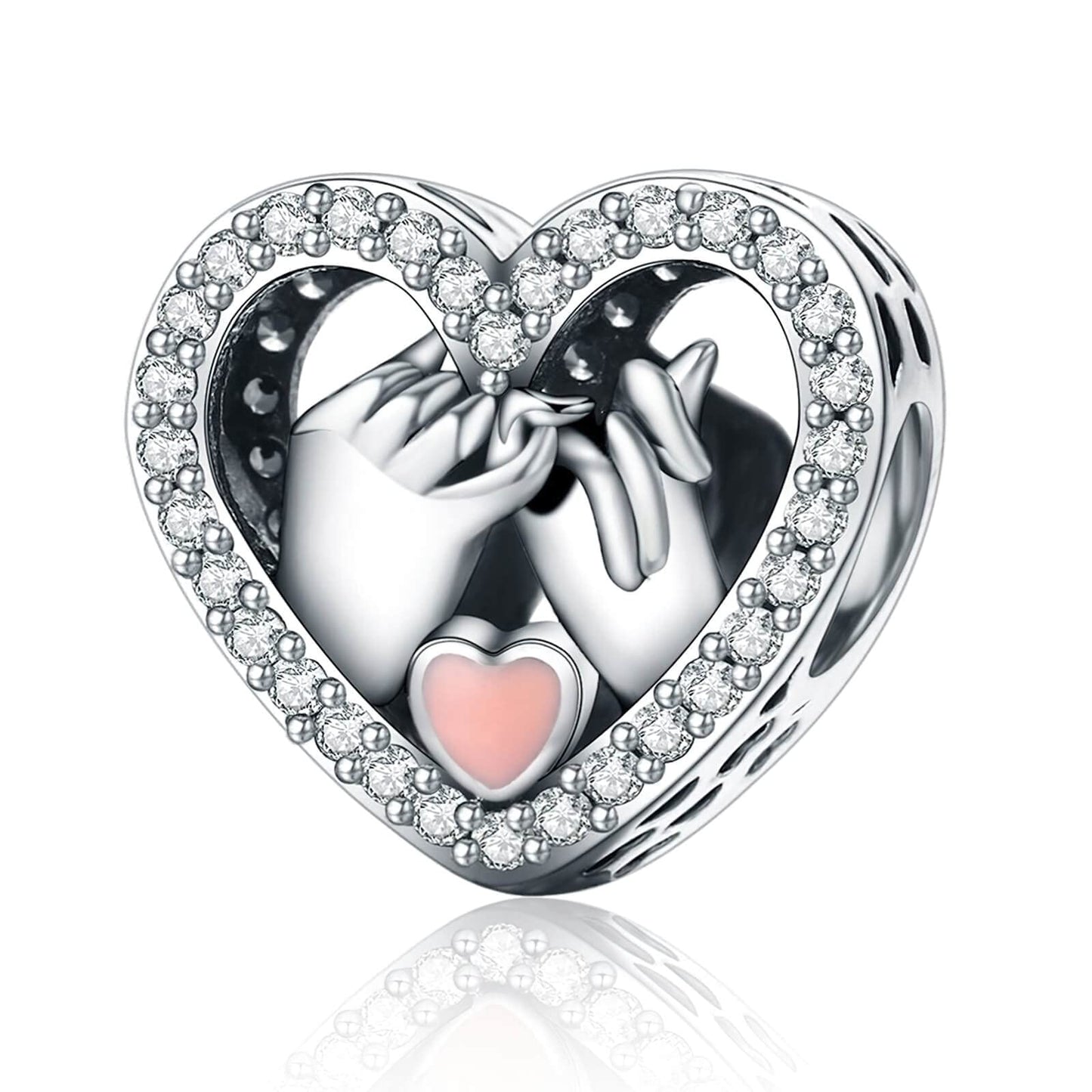 Alstade Pinky Swear Heart Charm 925 Sterling Silver Charms fits Bracelets and Necklace Pendant Bead Charms Jewelry Present for Women Family Friends
