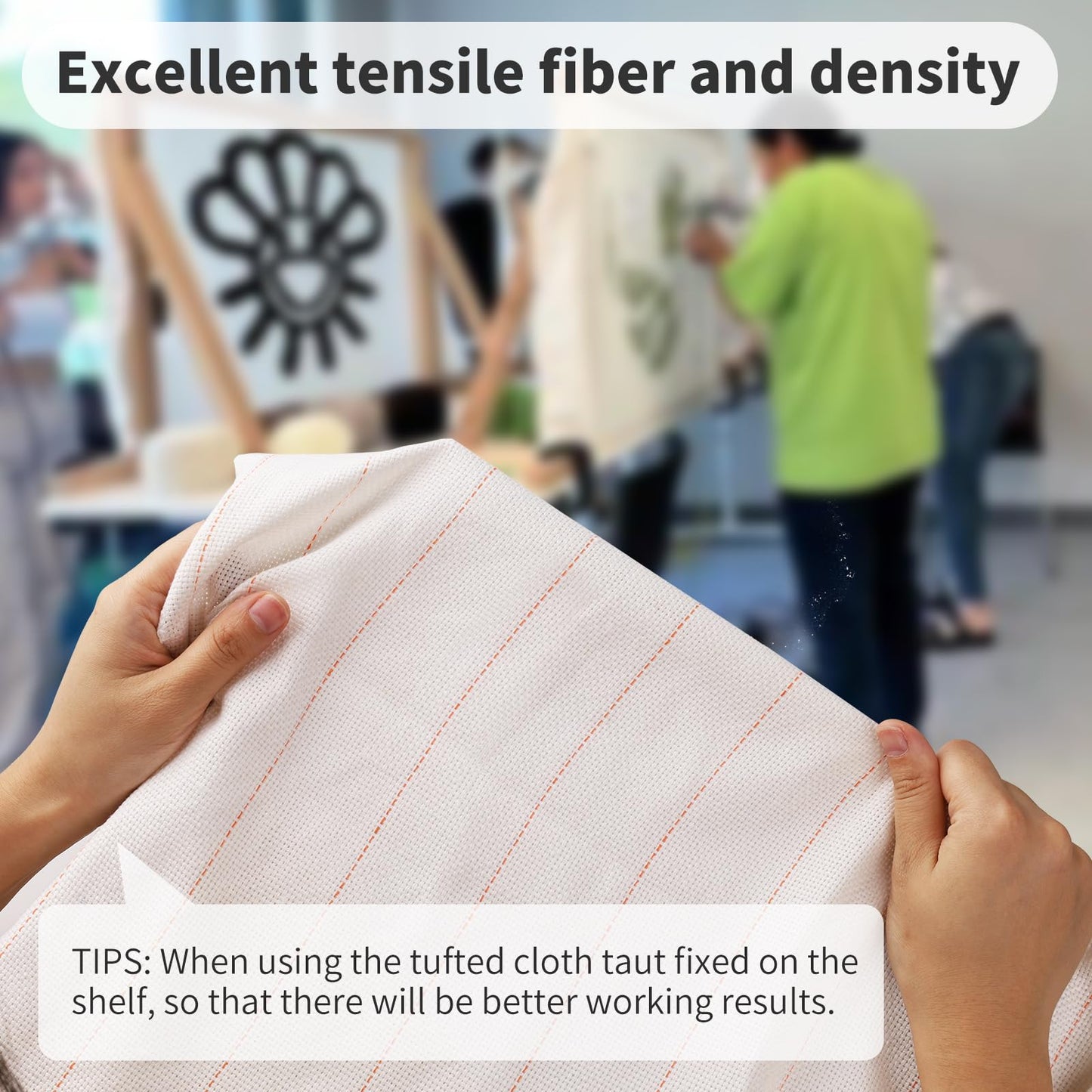 Foboull 40" x 40" Large Overlocking Primary Tufting Cloth for Rug Tufting with Marked Lines, Monks Cloth for Punch Needle for Most Tufting Frame