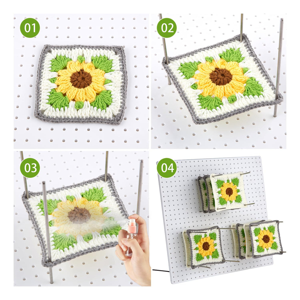 Stainless Steel Needle for Blocking Boards for Crochet Projects, Bag 20pcs kit for Crochet Blocking Board, Suitable for Granny Square Blocking Board. 5.9 inches Long and 3mm in Diameter