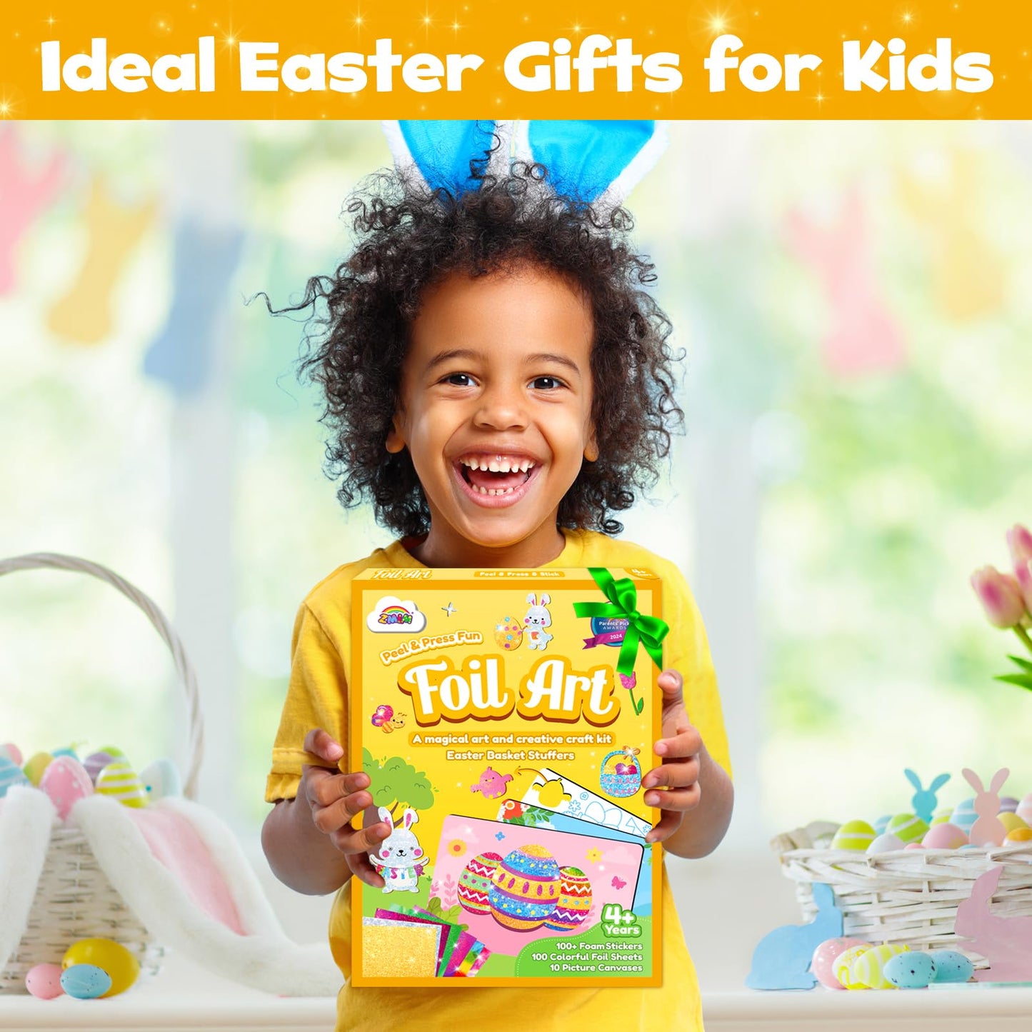 Foil Art Kit for Kids - Easter Crafts for Kids 4-8 8-12 Gifts, Fun Mess Free Activity, Easter Basket Stuffers, Girls Boys Arts and Crafts Games Toys (Easter)