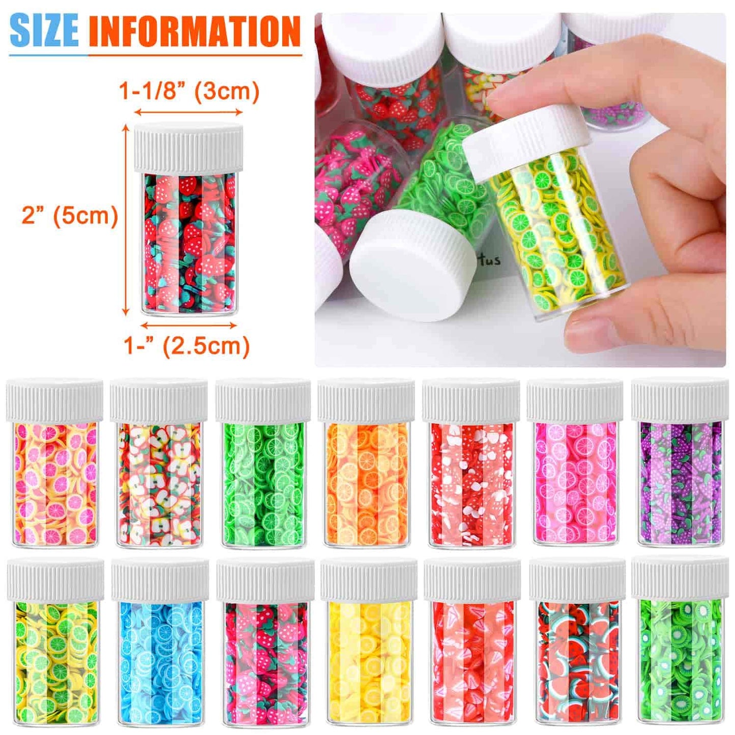 Acejoz 12000 Pcs 15 Styles Assorted Fimo Slices for DIY Slime, Nail Art, Lip Gloss & Cellphone Decorations