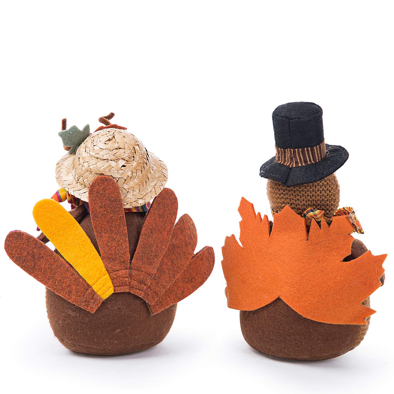 Ogrmar 2 Pack Stuffed Turkey Couple Doll Thanksgiving Tabletop Decoration Exquisite Handmade Turkey Doll Kit for Autumn Fall Thanksgiving Home Decor