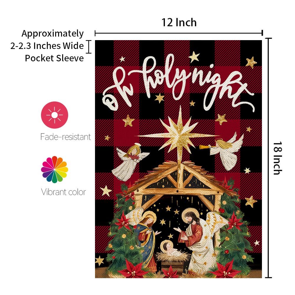 CROWNED BEAUTY Christmas Holy Night Garden Flag 12x18 Inch Double Sided Small Burlap Holiday Nativity Yard for Outside