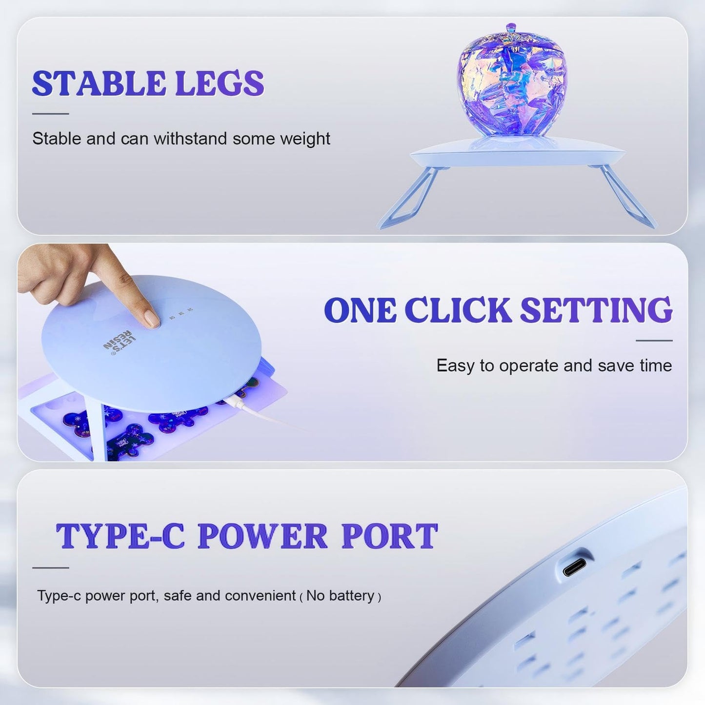 RESIN UV Light Pro,Longer 2,3,5M Time Setting UV Lamp with Larger Coverage Area and More Concentrated Lights,Portable & Foldable Resin Light for Resin Molds, Jewelry Making