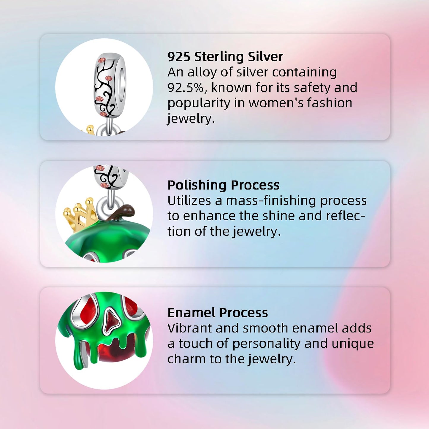 Alstade Crowned Drip Apple Charm 925 Sterling Silver Charms fits Bracelets and Necklace Pendant Bead Charms Jewelry Present for Women Family Friends