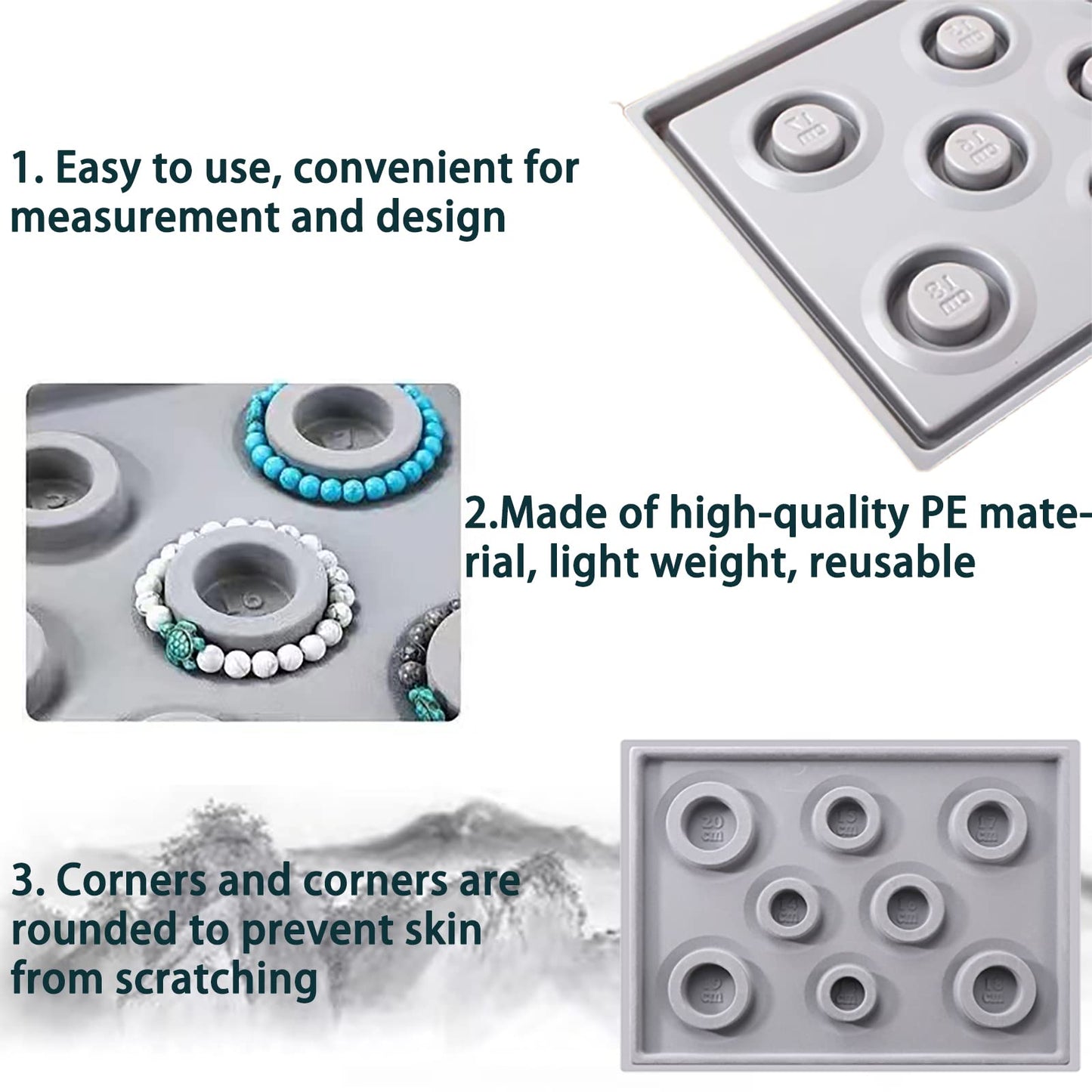Bead Design Board, DIY Jewelry Production Tray, Flocked Bead Board for Bracelet, Necklace Beads, Jewelry Manager Tray, Sorting and Organizing, Grey