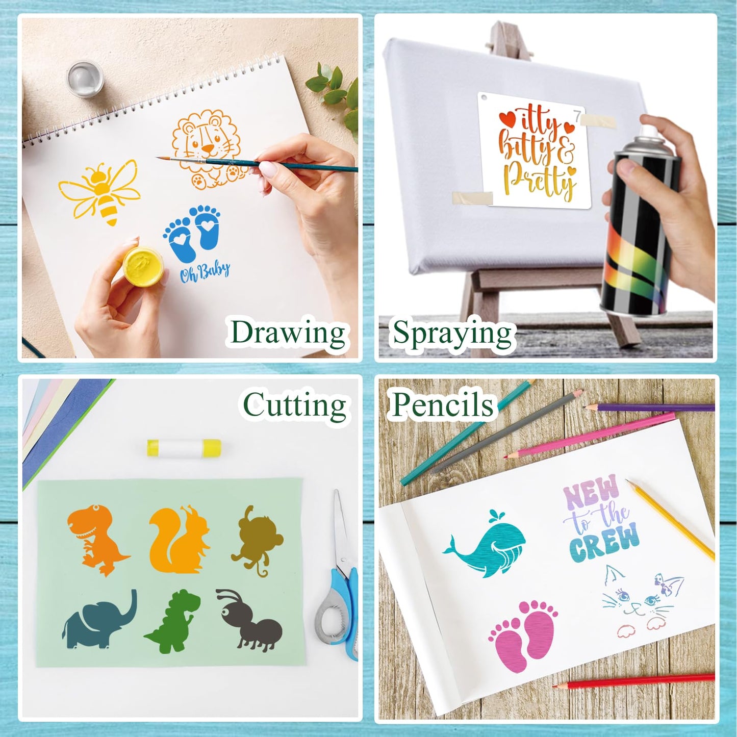 Small Stencils for Painting on Wood Reusable, 3 Inch Reusable Stencil for Craft Ornament Paint Template Stencils for Wall Card Rock Wood Signs Coasters Canvas Home Decor (65 Baby)