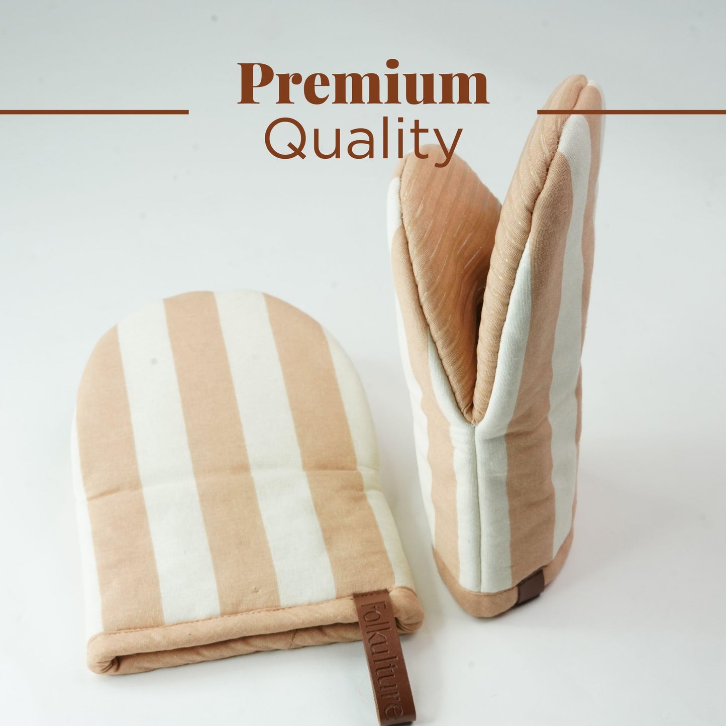 Mini Oven Mitts Heat Resistant | (5.75 x9) Set of 2 Latte Short Oven Mitts with Hanging Loop | 100% Cotton Oven Gloves | Kitchen Mittens, Latte Small Silicone Oven Mits