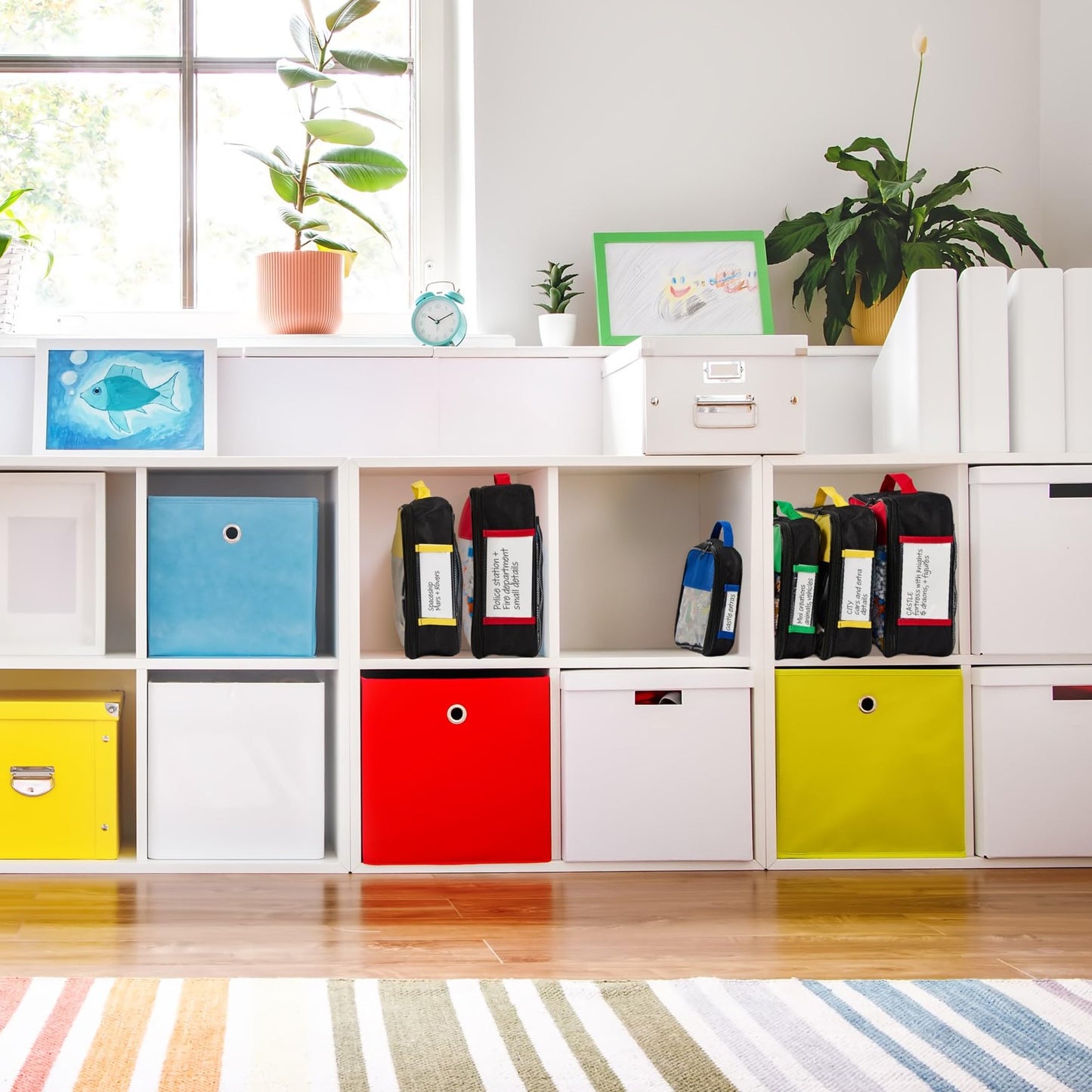 Premium Toy Storage Bags Compatible with LEGO Bricks - Set of 4 Bags With Labels, Handles & Pockets For Easy Organizing - Quality Bliss Bins for Keeping Puzzles & Board Games Stored with Ease