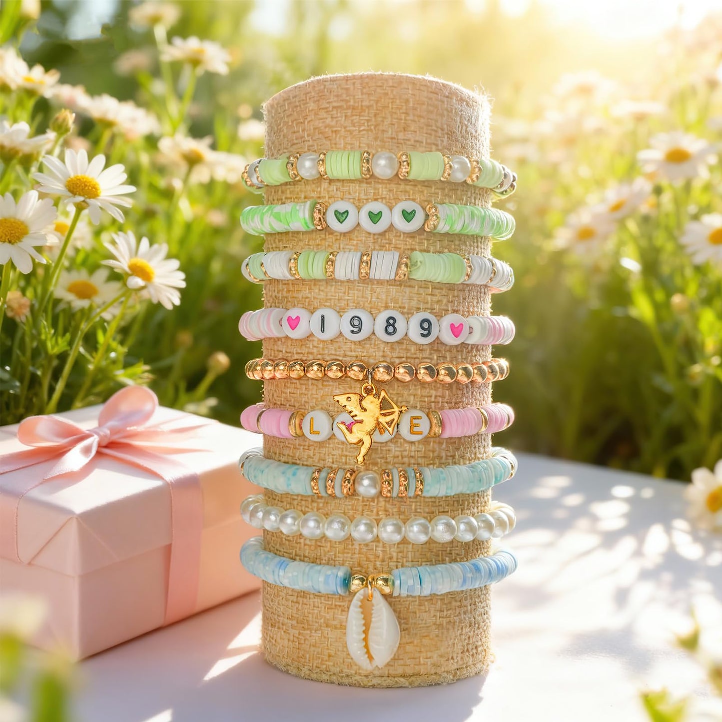 Clay Beads Bracelet Making Kit, 3 Boxes 15,000PCS Boho Color with Letter Beads, Charms and Elastic Strings, DIY Jewelry Set for Friendship Bracelets Crafts Gift