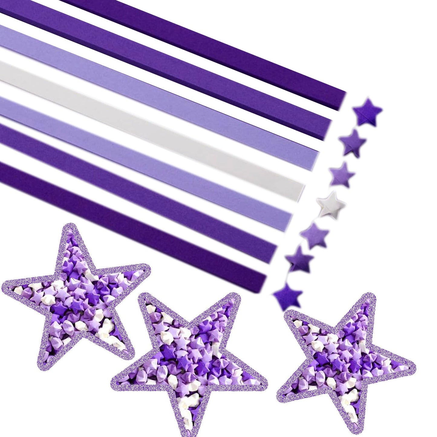 Origami Paper Stars, Colorful Handcraft Origami Lucky Star Paper DIY Paper Arts Creativity Hand Art Crafts (Purple gradient (1350) sheets)