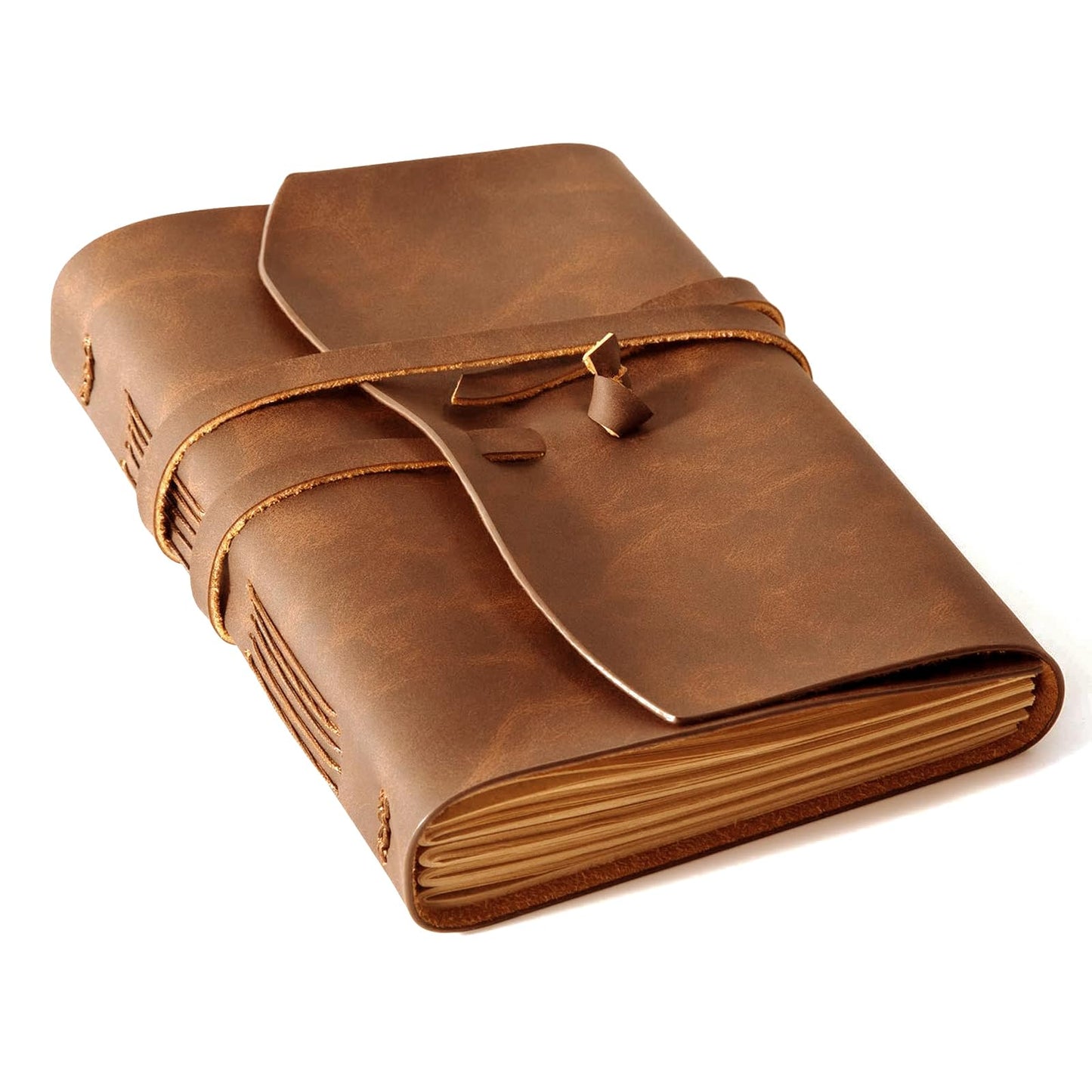 RILIHO Leather Journal Notebook - Genuine Leather Journals for Writing 5x7.1 Inches, Vintage Journal for Women and Men, Artist,Travel Journal,Brown