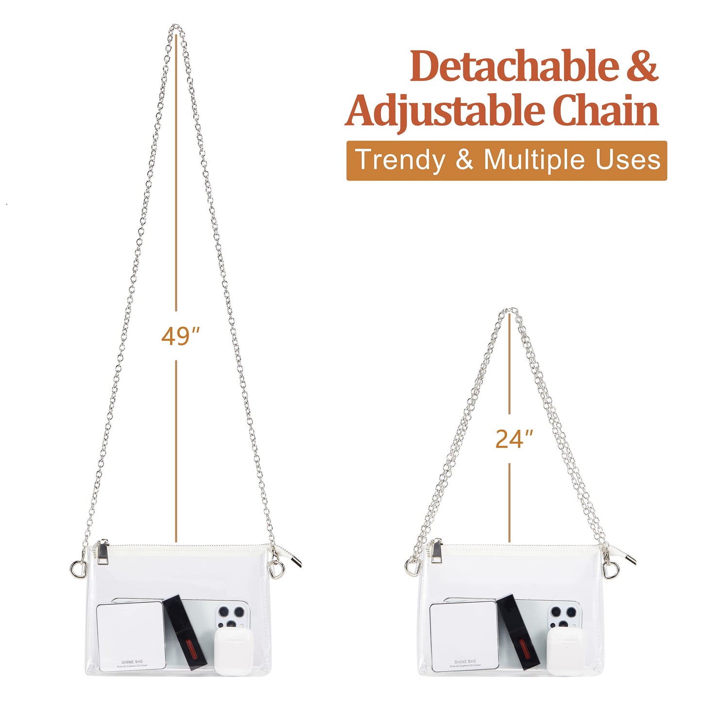 COZYOFFI Clear Bag Stadium Approved: Suit for Quick Security Check - Small Transparent Purse for Women