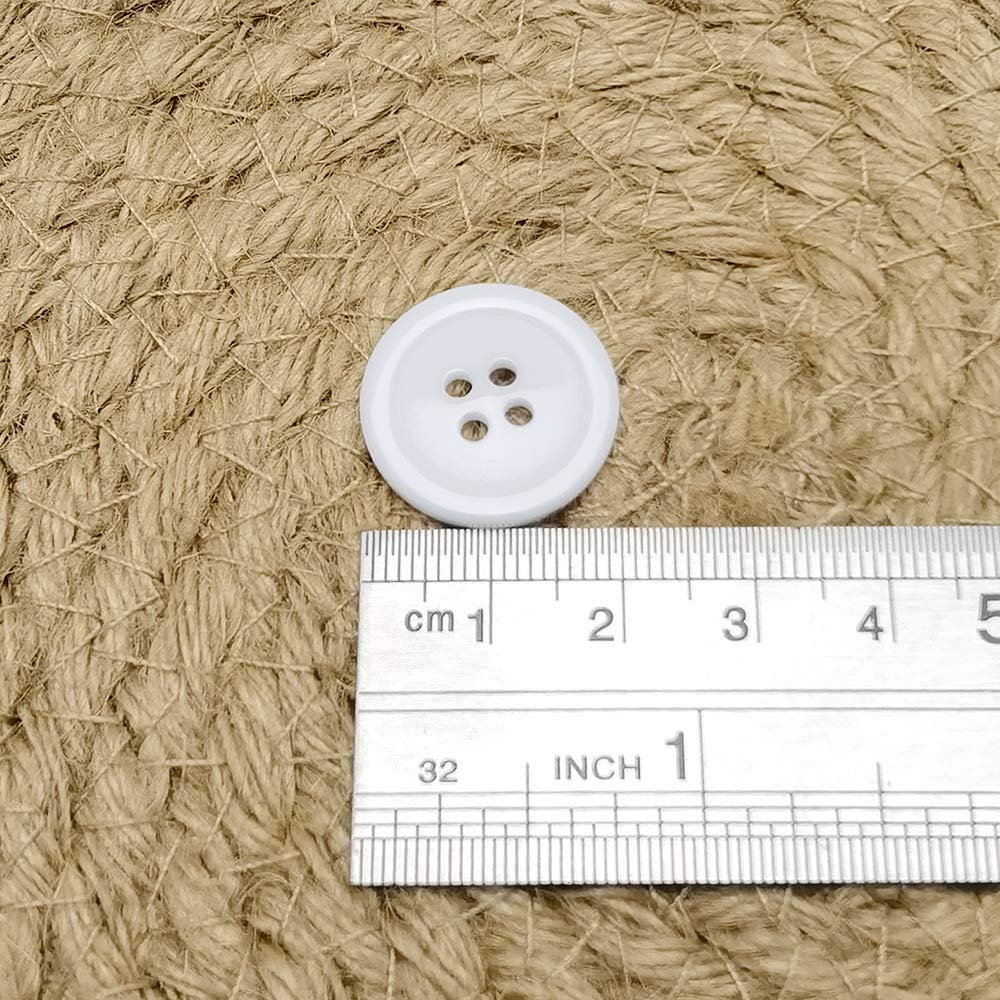 Chenkou Craft Mix Color Plastic Resin Circle Big Button 4 Holes DIY Craft Sewing 20mm 100pcs (White, 3/4"(20mm))