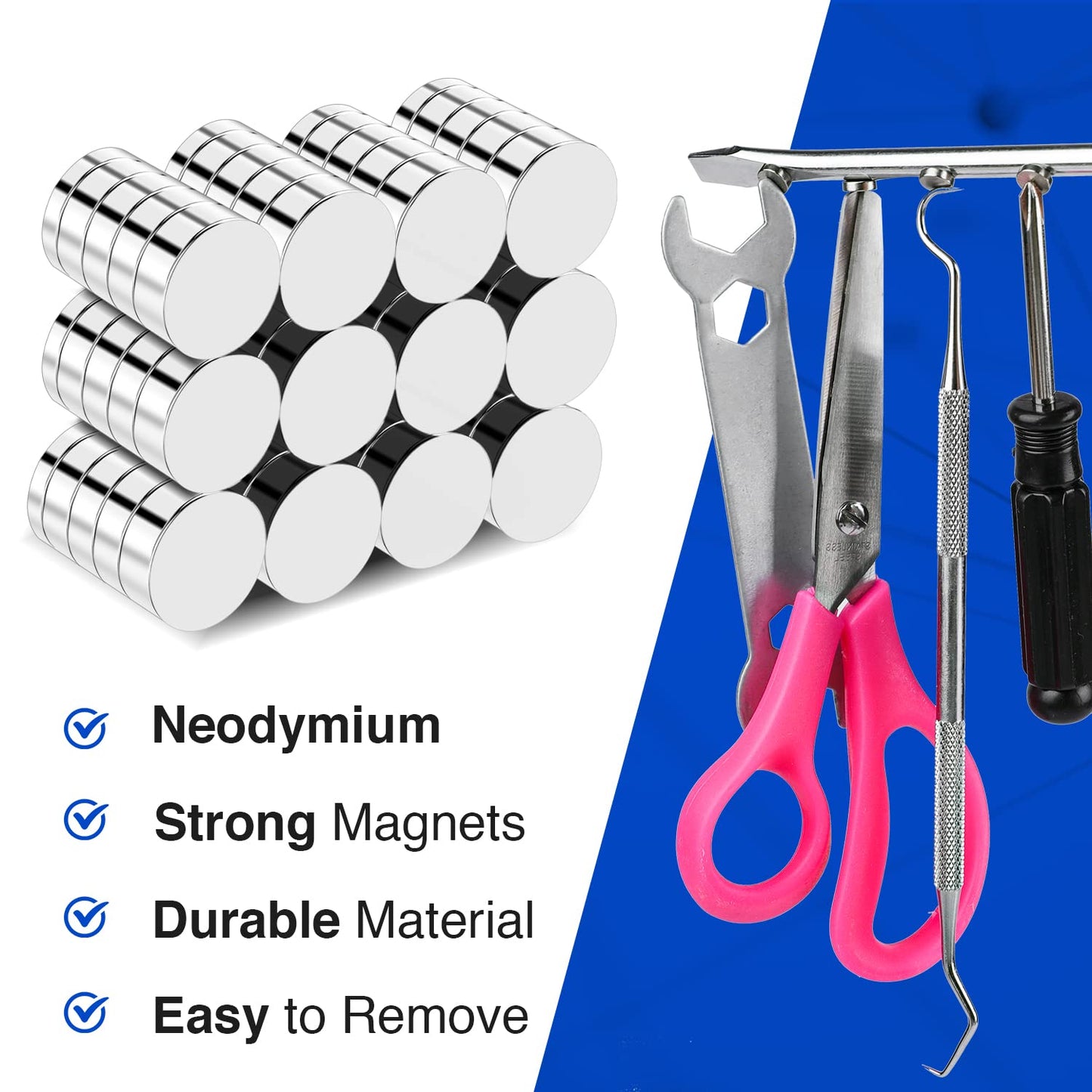 VSKIZ 120Pcs Fridge Magnets, 6x2mm Small Refrigerator Magnets Mini Magnet for Whiteboard Crafts, Office, School