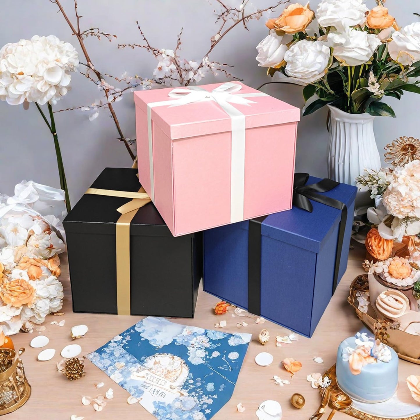 Large Gift Box 12x12x10 Inches,Pink Gift Boxes for Presents,Birthday Box,for Packaging,Valentine's Day,Mother's Day,Christmas,Anniversaries,Family or Business.