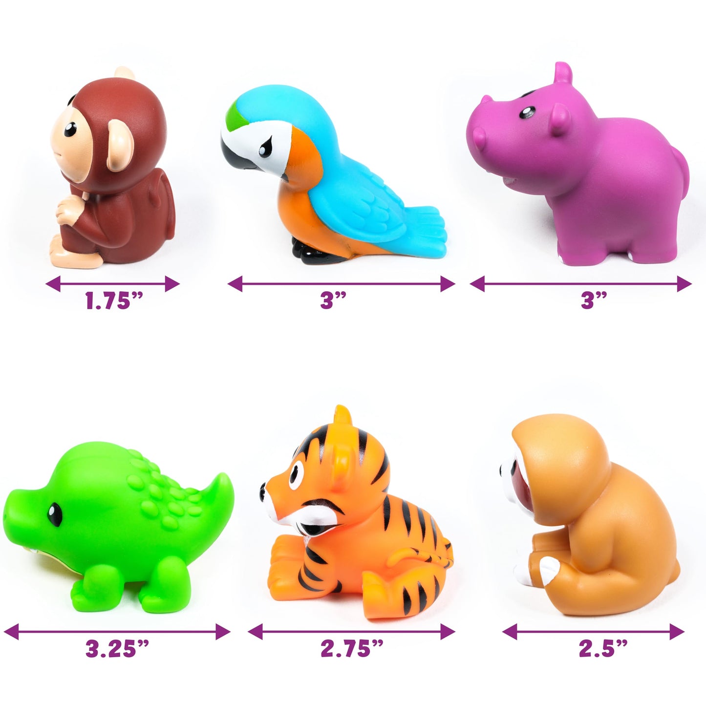 Tub Works® Rainforest™ Mold Free Bath Toys, 6 Pack | Sealed, No Hole Bath Toys Design Keeps Moisture Out | Soft, Squeezable & Float on Water | Easy-Grip Baby & Toddler Bath Toy | Great Baby Pool Toys