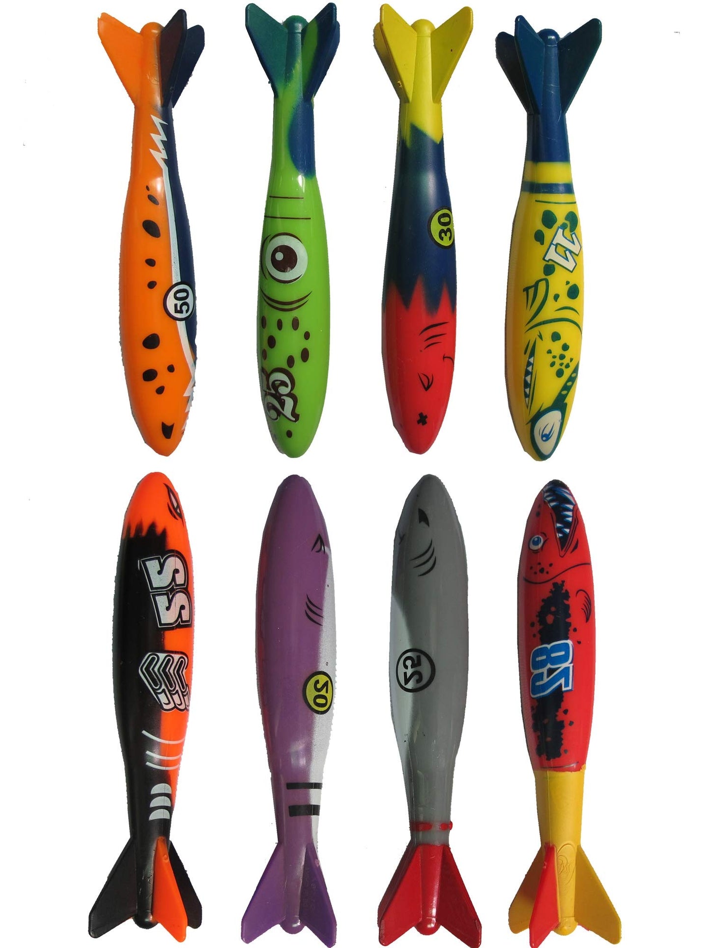Haktoys Pool Diving Toy Set – Sinking Torpedoes for Kids & Adults | Fast-Sinking Pool Torpedo Rockets for Swim Training, Underwater Games & Water Play (Set of 8 Pieces)