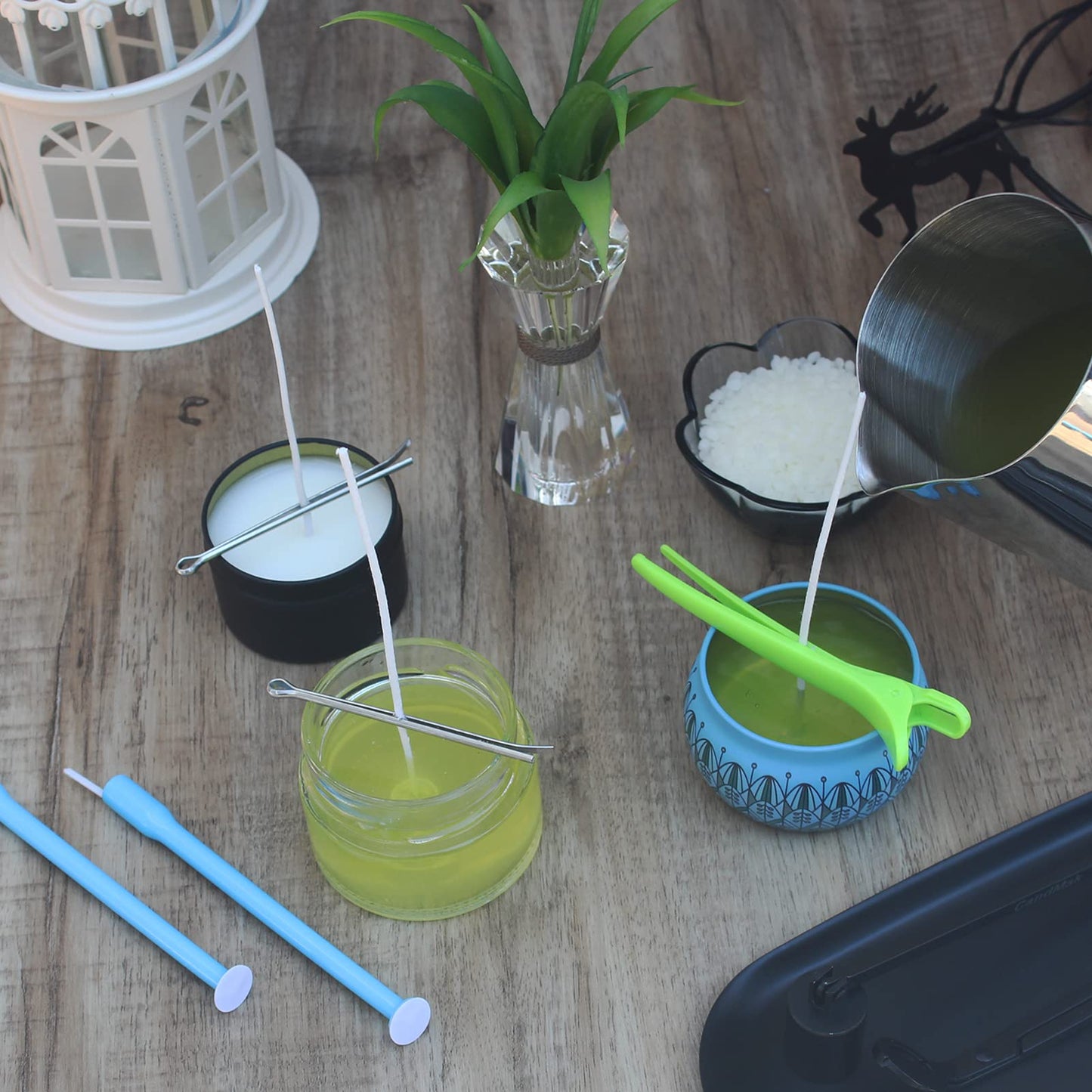 Candle Wick Kit - 60 Cotton Wicks with Candle Making Tools (Thick 4"+6"+8")