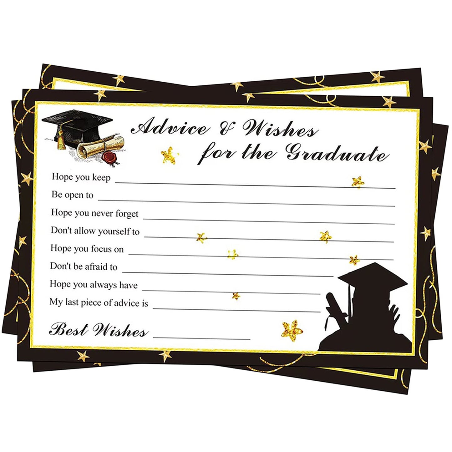 Fibevon Graduation Advice Cards - 50-Pack Graduate Party Supplies 2026 Advice for the Graduate Graduation Decorations Party Favors Table Games Personalized Graduations Cards