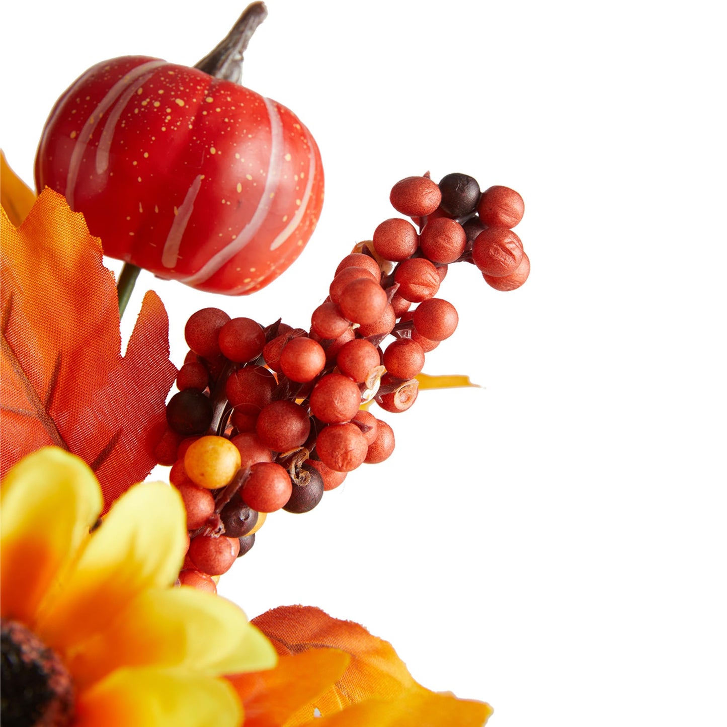 4Pcs Artificial Maple Leaf Pumpkin Branch with Berry and Sun Flowers, Autumn Floral Branch for DIY Arrangment Decor