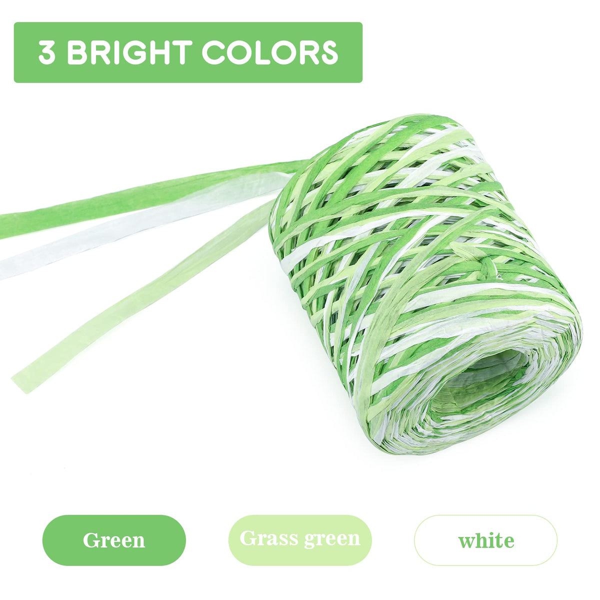 G2PLUS Colored 525 Feet Raffia Ribbon, Sage Green Packing Paper String