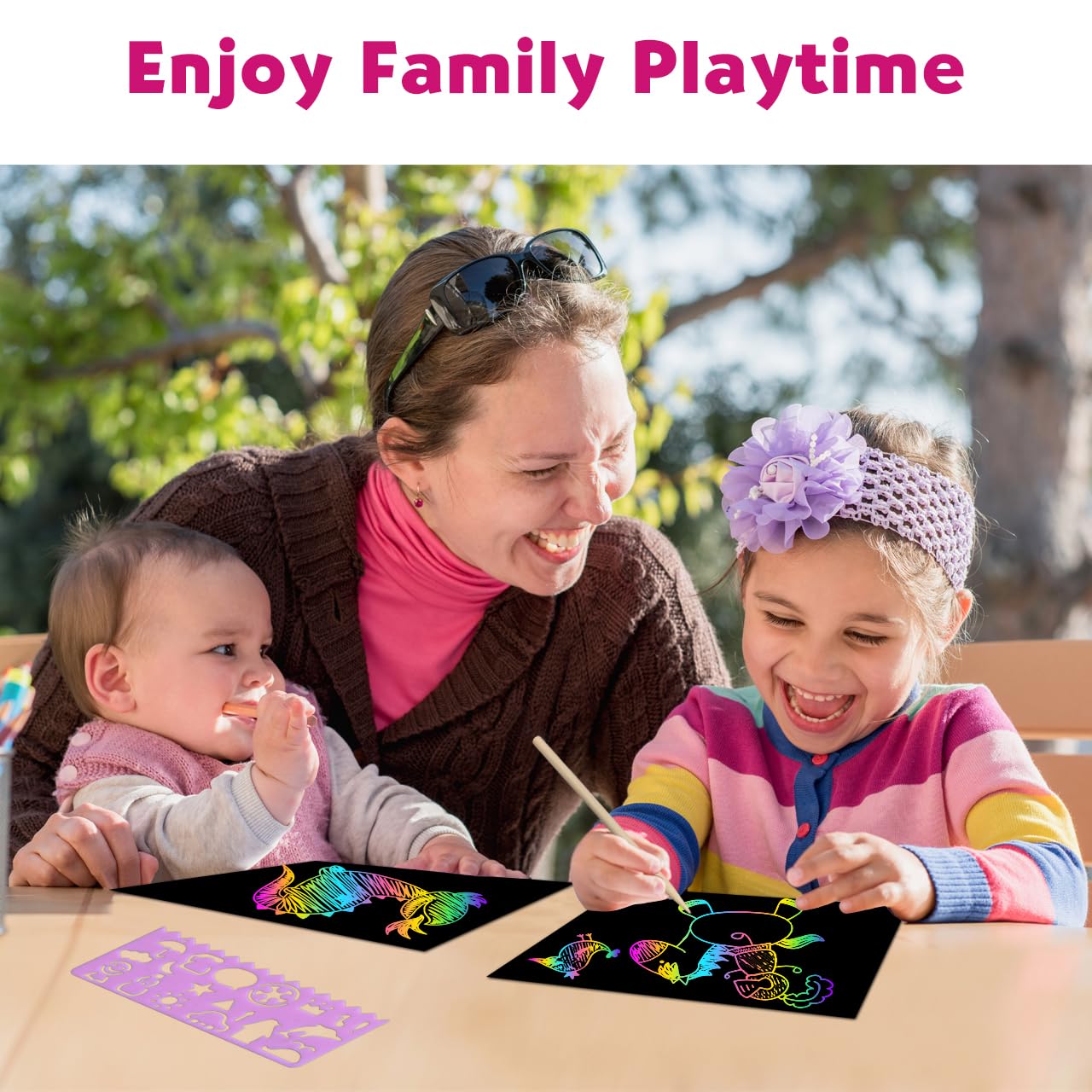 Scratch Art Crafts Boys Gifts, 50 Rainbow Scratch Paper Art Gifts for 3 4 5 6 7 8 9 10 Years Old Girls and Boys Kids, Arts and Crafts for Kids 4-6 Birthday Toys and Games Activities Gift (Blue)