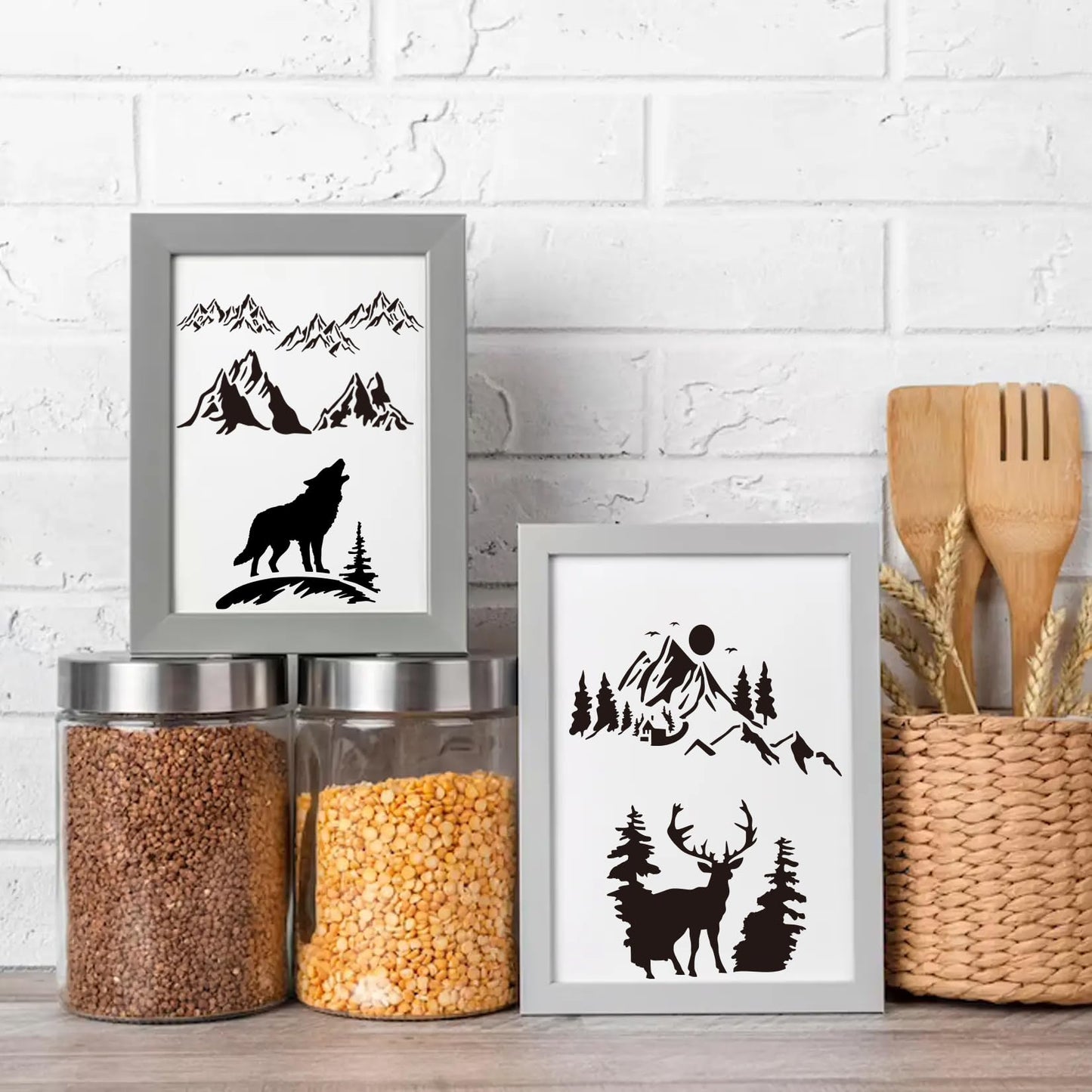 Small Stencils for Painting on Wood Reusable, 3 Inch Reusable Stencil for Craft Ornament Paint Template Stencils for Wall Card Rock Wood Signs Coasters Canvas Home Decor (Animal Deer)