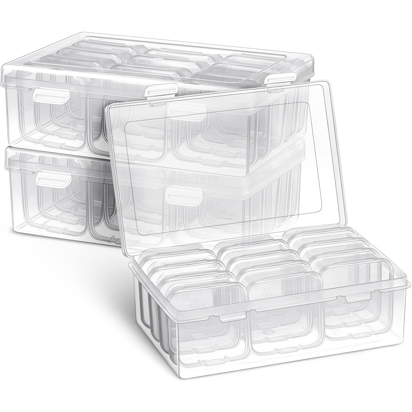 3 Sets Clear Plastic Storage Cases Small Beads Organizer Container Transparent Boxes with Hinged Lid for Small Items with Hinged Lid and Rectangle Clear Craft Supply Cases(2.12 x 2.12 x 0.79 Inches)