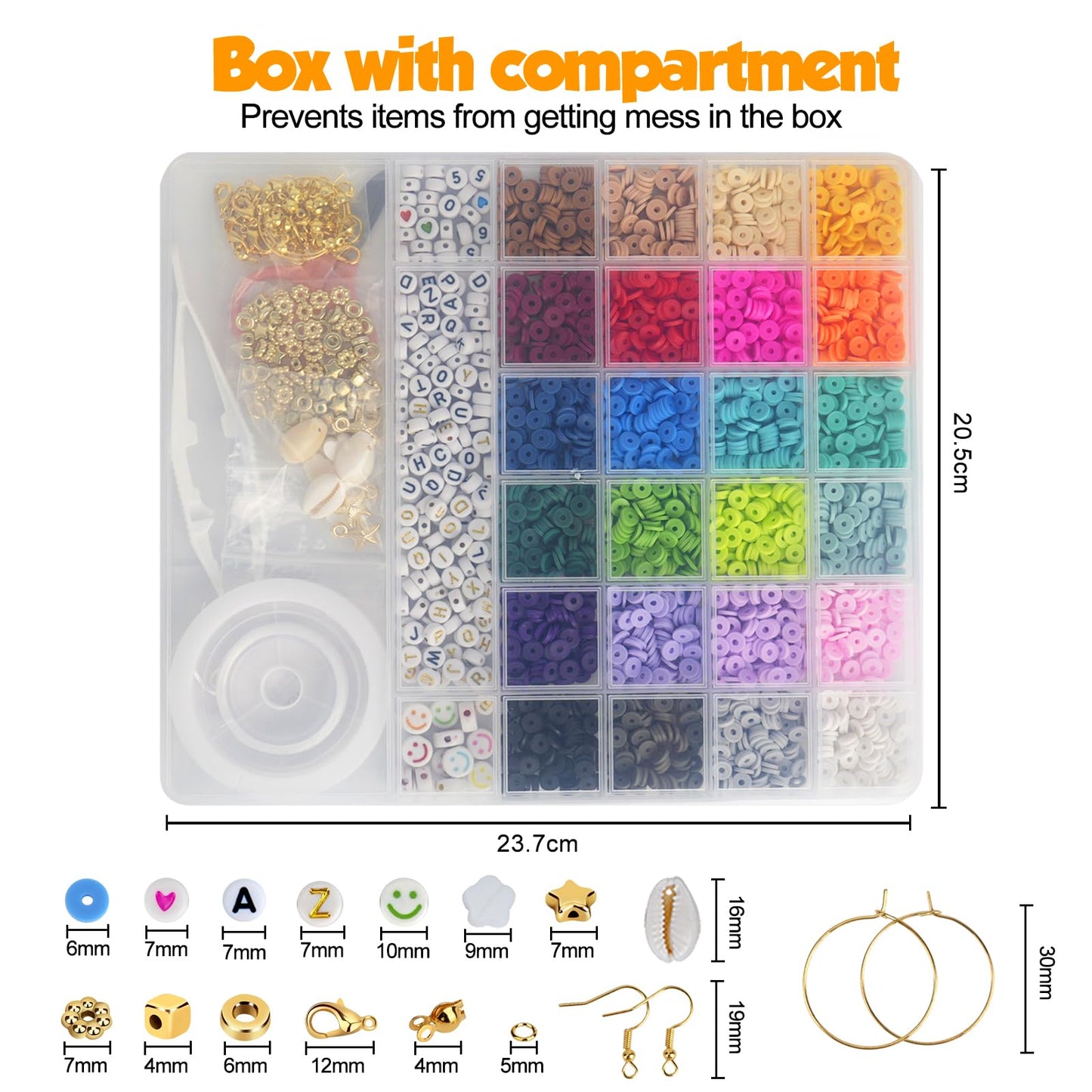 5500pcs Clay Beads Bracelet Making Kit 24 Colors Flat Preppy Beads for Friendship Bracelet kit with Letter Beads Jewelry Making Set for Beginners Gifts for Girls Ages 6-12