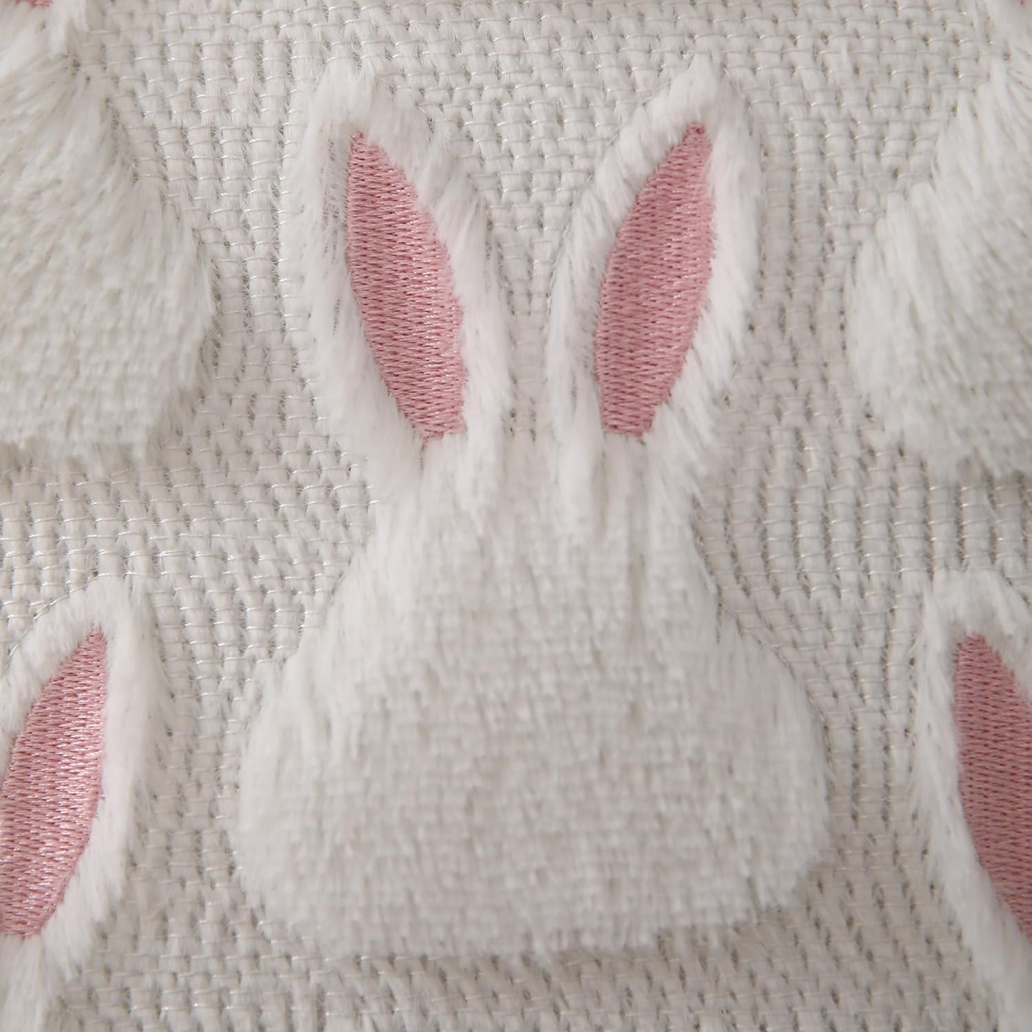 Easter Pillow Covers 18x18 inch Set of 2 Easter Decorations Pink Ears White Rabbit Soft Plush Faux Fur Jacquard Throw Pillows for Bedroom Sofa Holiday Festivals Home Decor FHJ-07D18