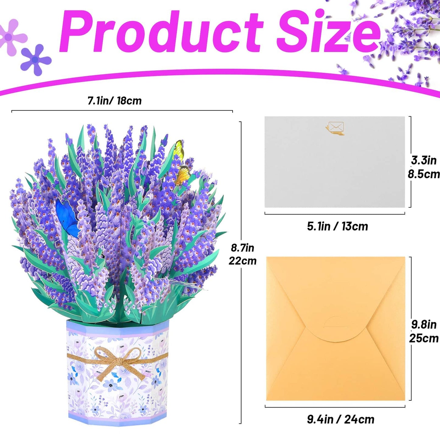 Pop Up Flowers Bouquet Cards Get Well Cards 3D Flower Birthday Cards with Note Card and Envelope for All Occasion Mother's Day Thinking of you Thanksgiving Christmas Gift