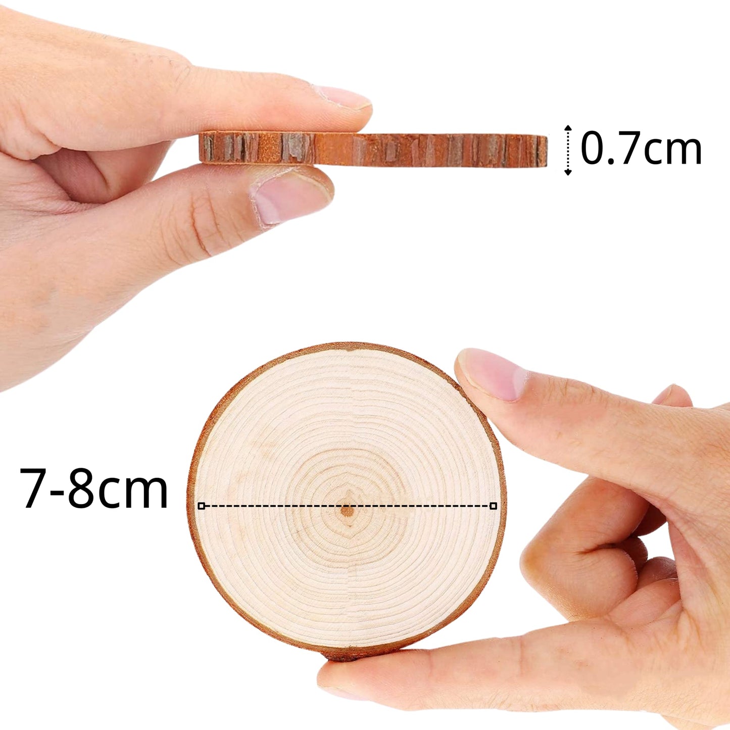 Natural Wood Slices TICIOSH Craft Unfinished Wood kit Predrilled with Hole Wooden Circles for DIY Crafts Wedding Decorations Christmas Ornaments Arts Wood Slices (50 Pcs 2.8-3.1 inches)