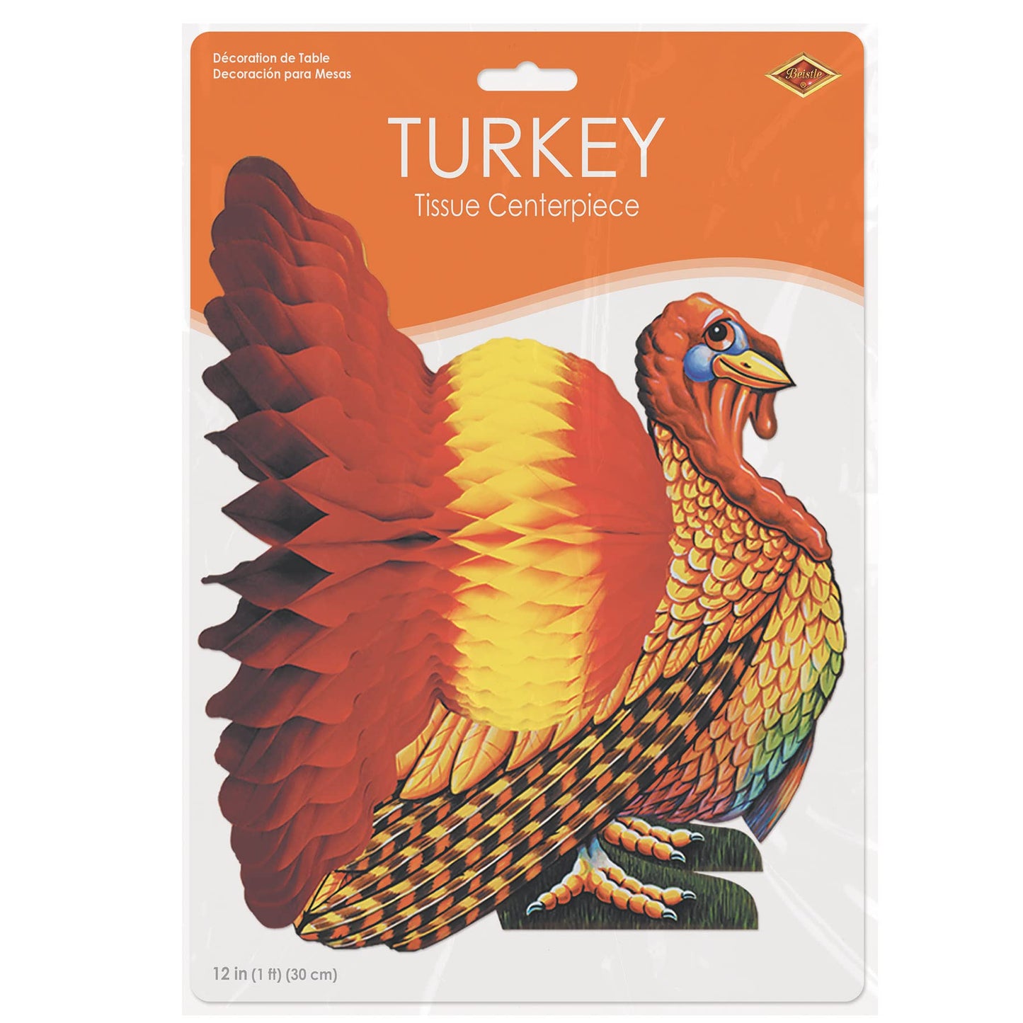 Beistle Colorful Tissue Turkey Centerpiece