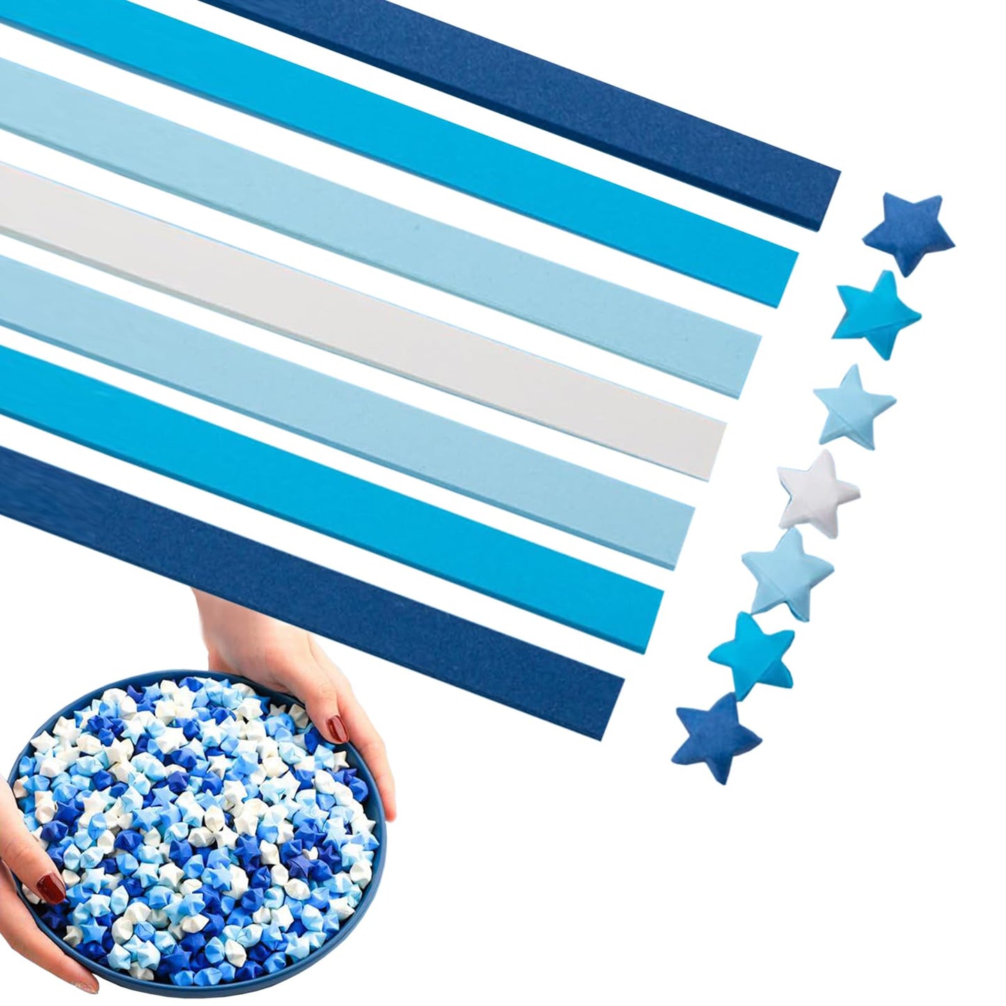 Origami Paper Stars, Colorful Handcraft Origami Lucky Star Paper DIY Paper Arts Creativity Hand Art Crafts (Blue gradient (1350) sheets)