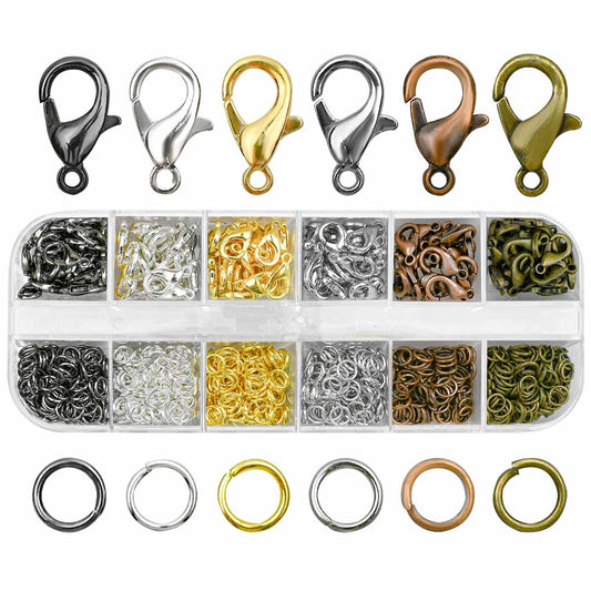 Claw Clasps & Open Jump Rings for Jewelry Making Necklace Bracelet Chain Jewelry Findings Kit Silver Gold Jewelry Ring Clasp Jump Clasp Ring for Jewelry DIY Jewelry Repair Supplies (6 Colors)