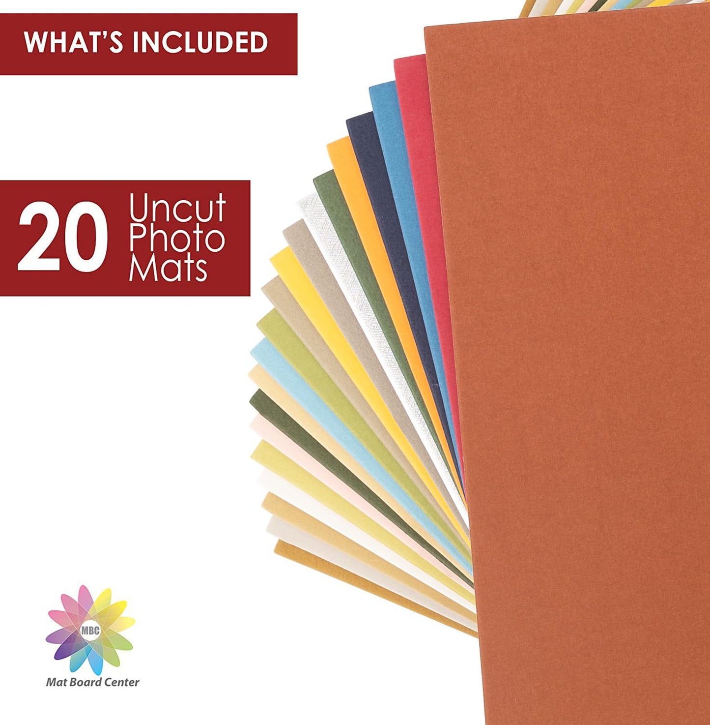 8x10 Uncut Mat Boards, Backing Boards for Crafts, Photos, Frames and More (Mixed Color, 20-Pack)