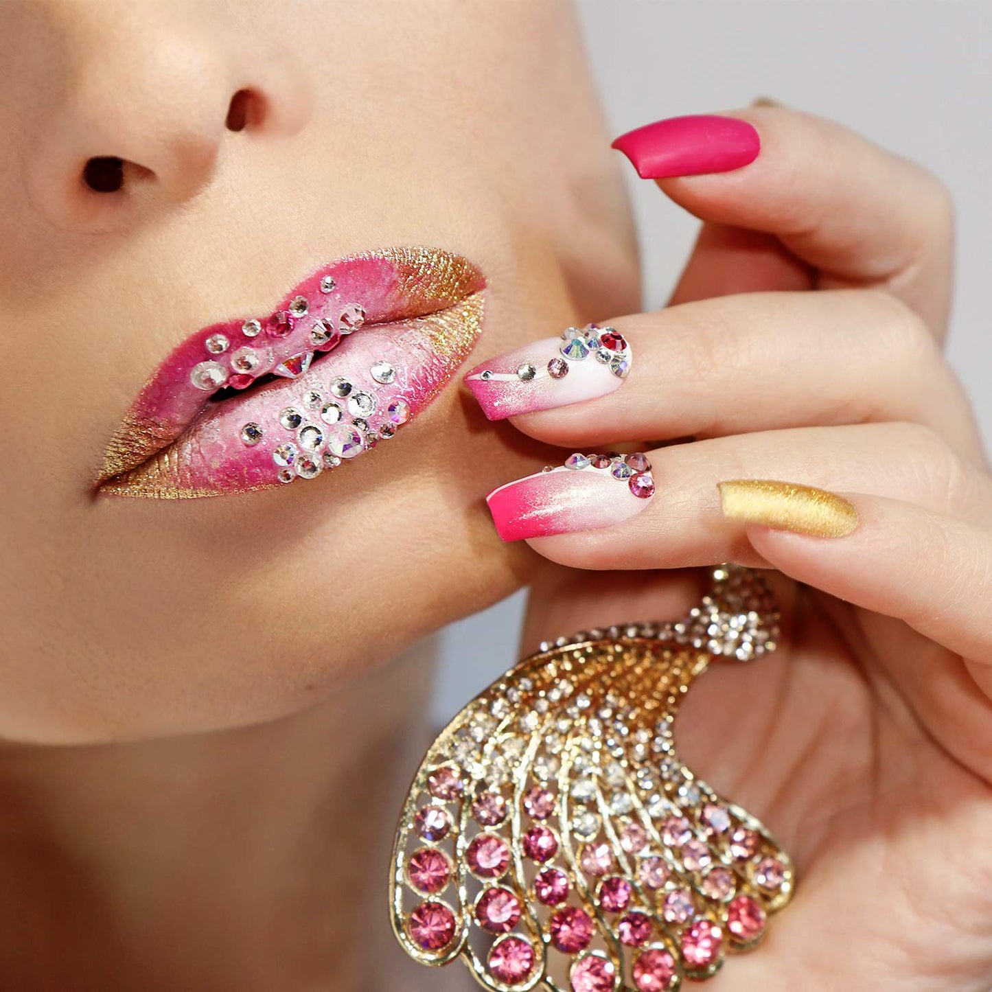 2000 Pcs Pink Flatback Rhinestones Bulk for Crafting 6 Sizes Round Crystal Nail Rhinestones Bedazzling Nail Gems with Tweezer Picking Pen for Nail Art Makeup Clothes Shoes DIY