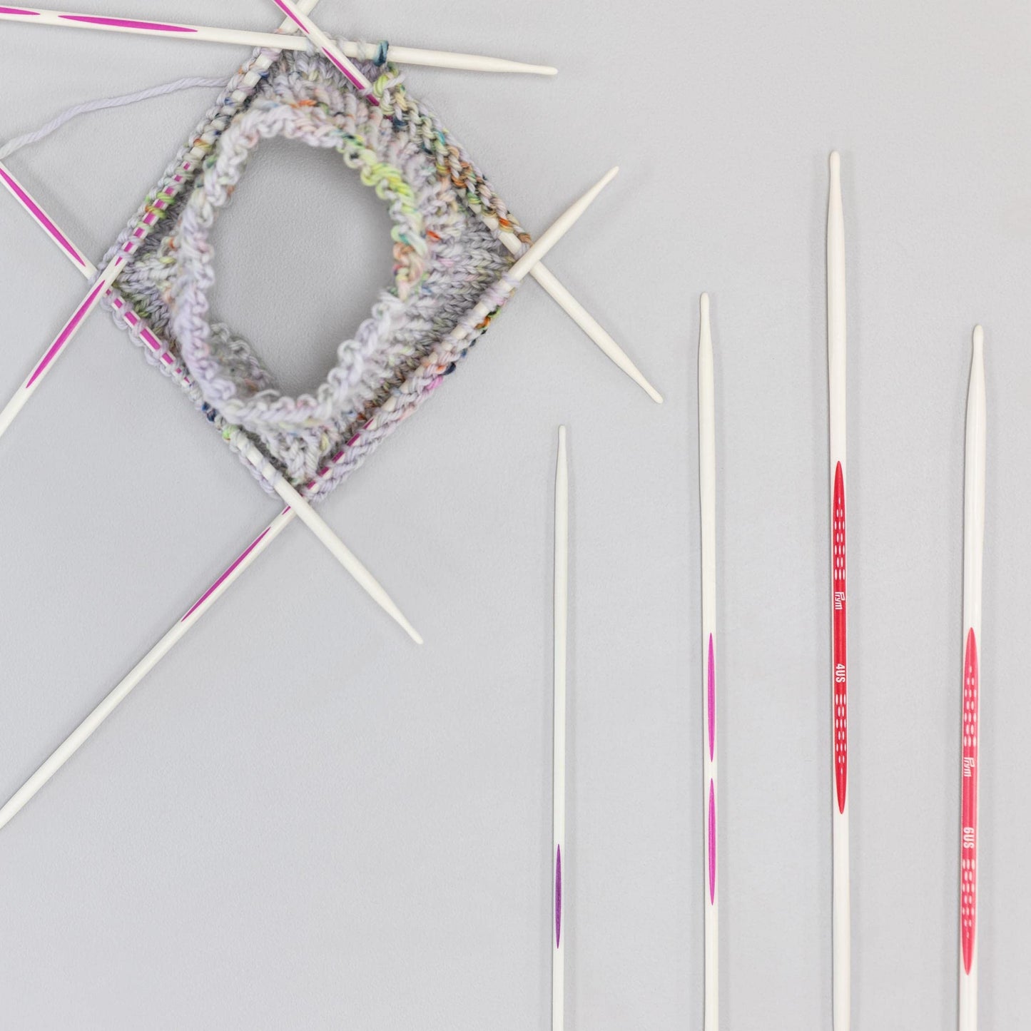 Prym Ergonomics 8" Double Point Set, Size US 1, 2, 4 & 6 Knitting Needles, Assorted 20 Count