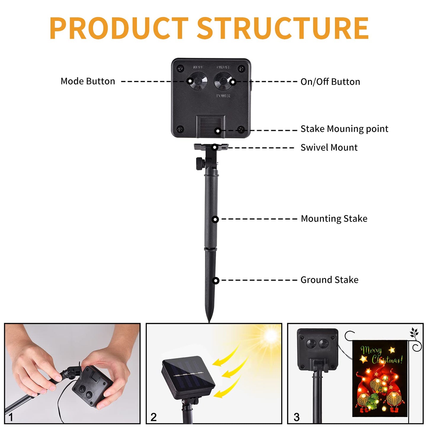 JUSHEN Merry Christmas LED Garden Flag, Lighted Red Gnome Flag, Vertical Christmas Flag for Outdoor Yard Garden Lawn Decoration(12x18 Inch)