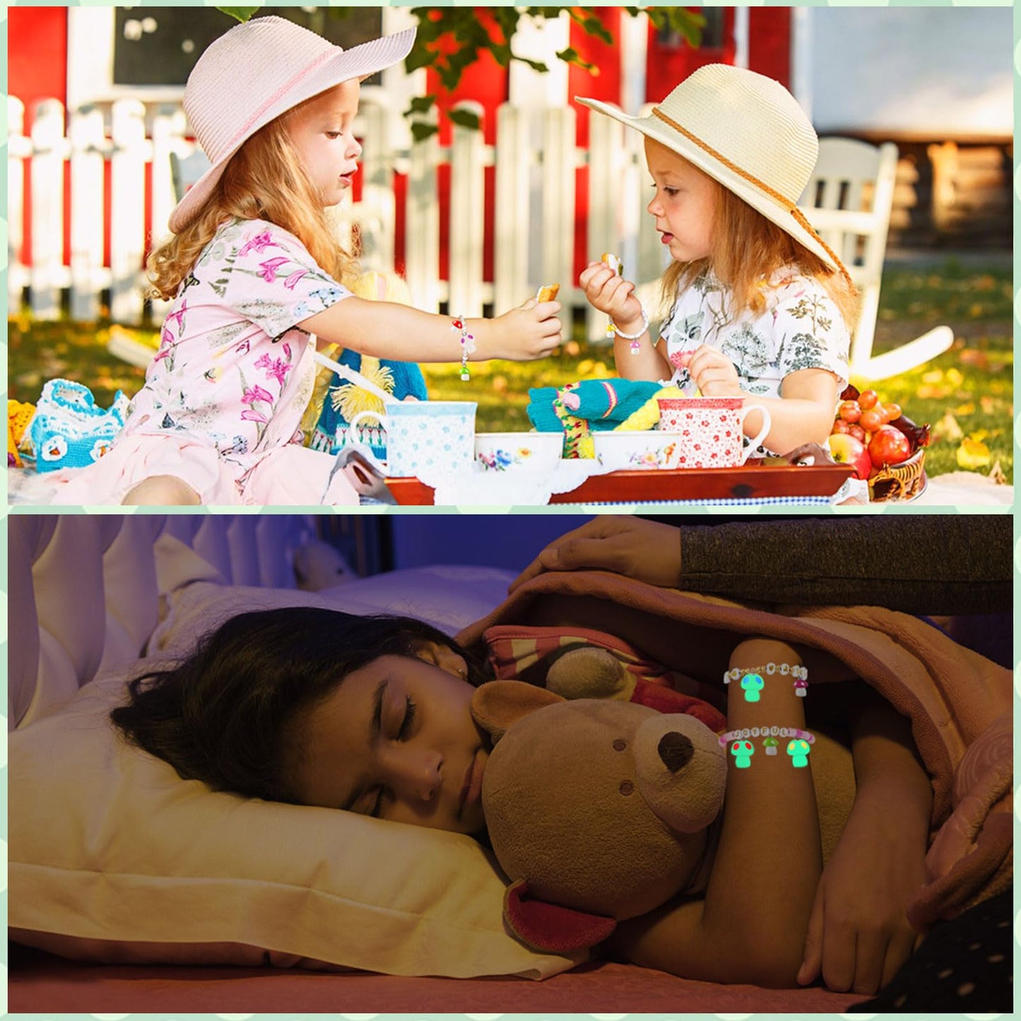 Charms, 64 Pcs Mushroom Resin Charm Beads Ornament Glow in The Dark Pendant for DIY Bracelet Necklace Jewelry Making