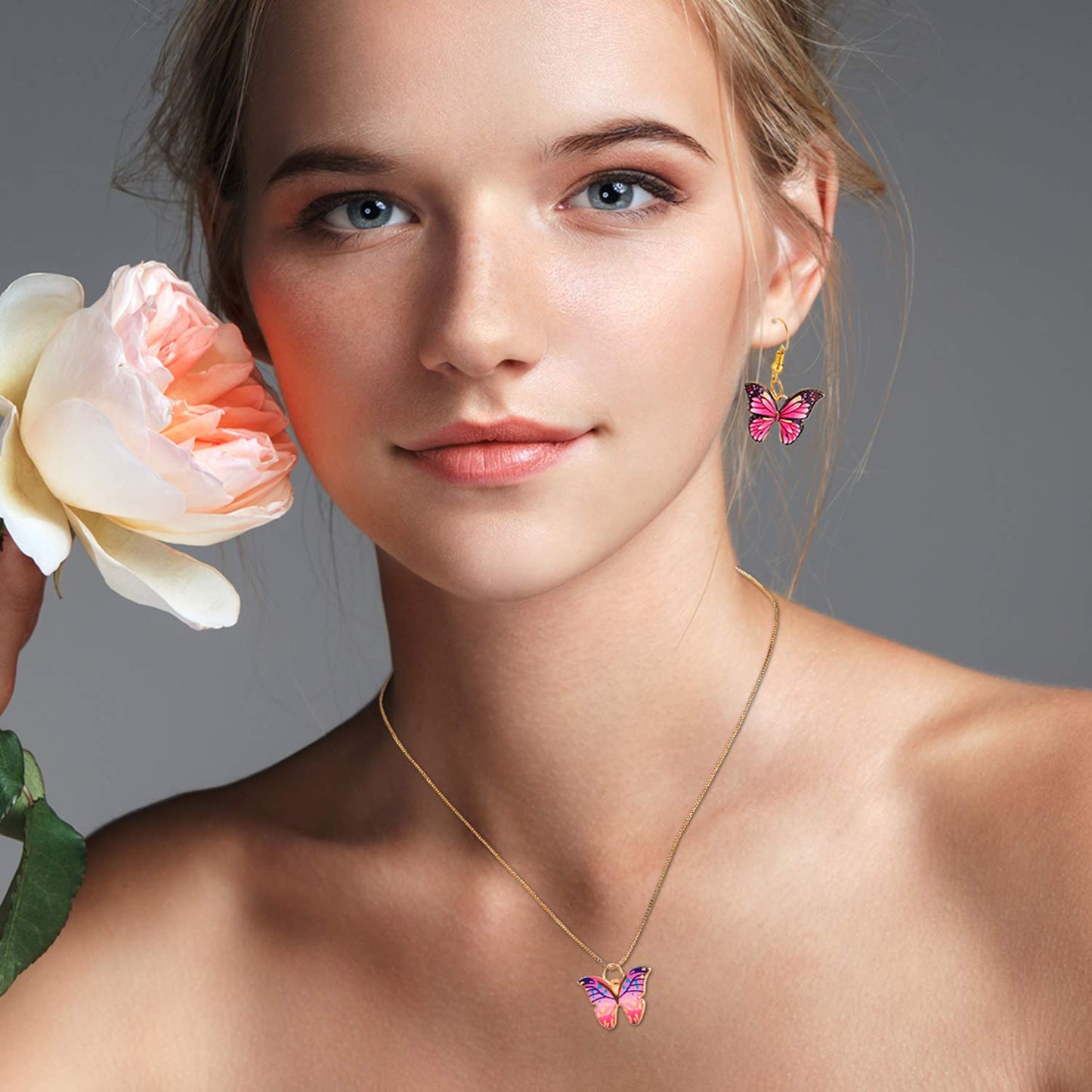 56 Pieces Butterfly Charms Butterfly Pendants Kawaii Charms for Jewelry Making DIY Necklace Bracelets Accessories