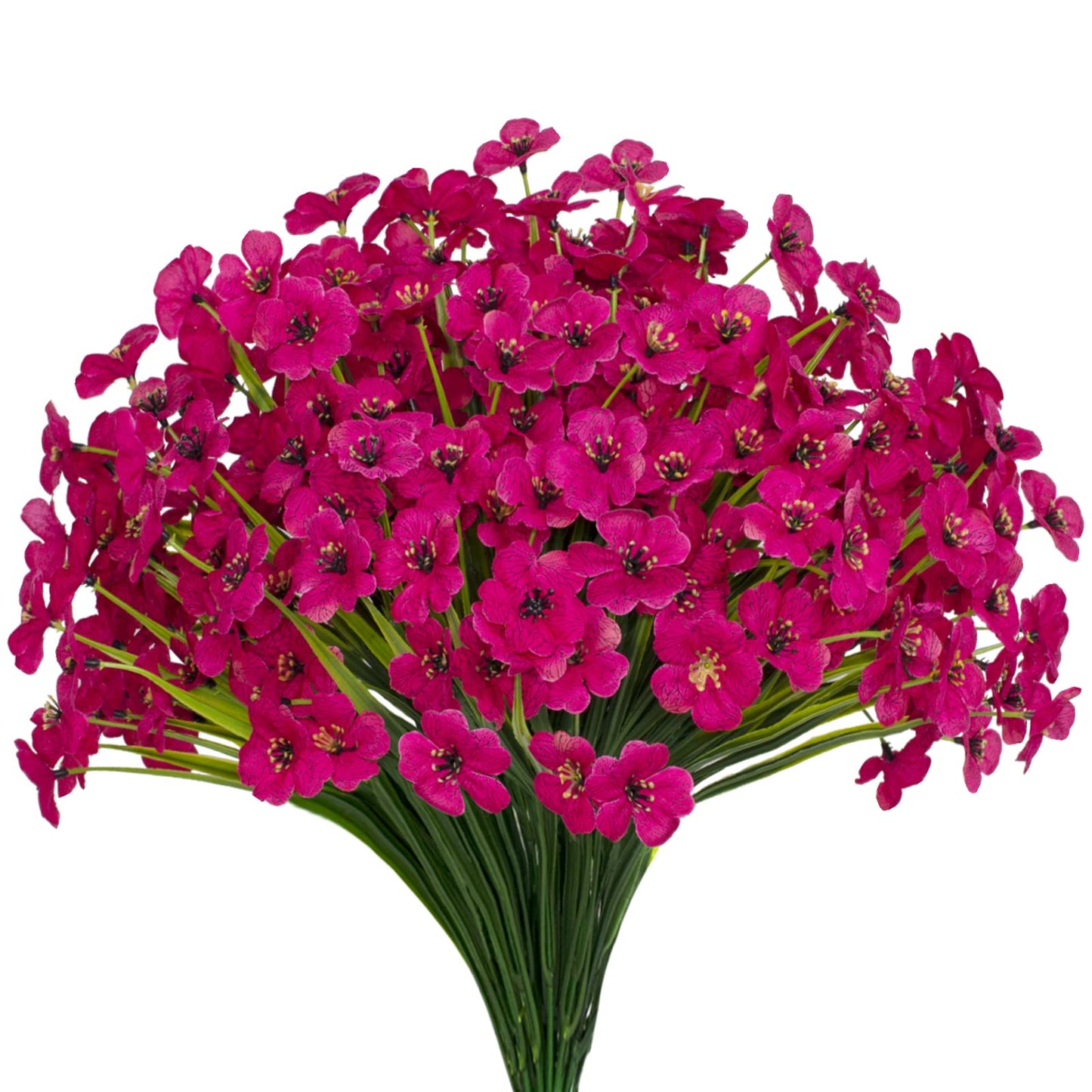 Gamity 15 Bundles Artificial Flowers UV Resistant Outdoor Plants No Fade Faux Plastic Shrubs Fake Silk Flowers Window Box Garden Porch Home Decoration(Fuchsia)