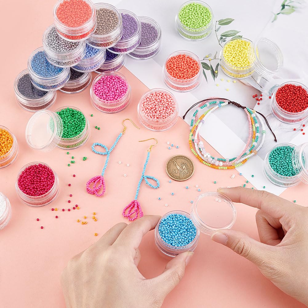 PH PandaHall 24000 Pcs 11/0 Multicolor Beading Glass Seed Beads 24 Colors 2mm Round Pony Bead Mini Spacer Beads with Container Box for Earring Bracelet Necklace Jewelry DIY Craft Making