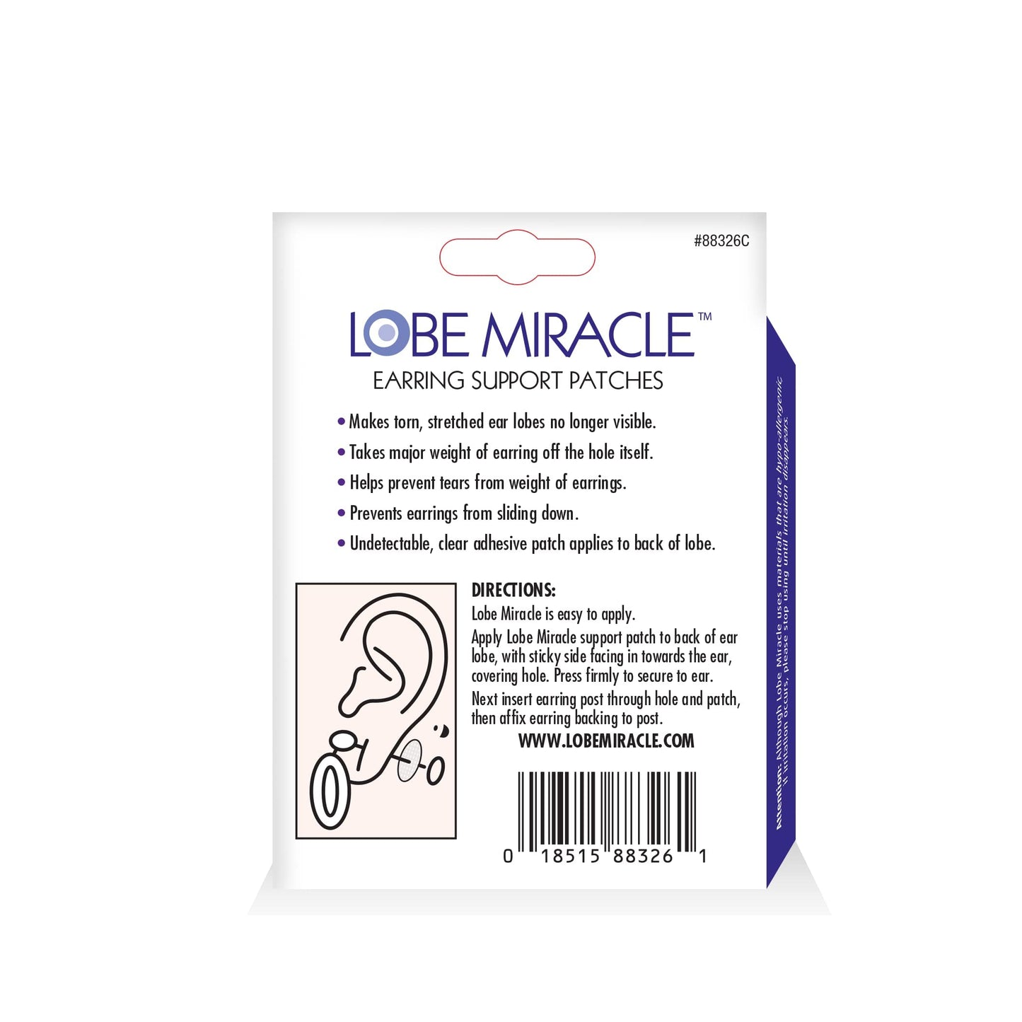 Lobe Miracle- Clear Earring Support Patches - Earring Backs For Droopy Ears - Ear Care Products for Torn or Stretched Ear Lobes (60 Patches)