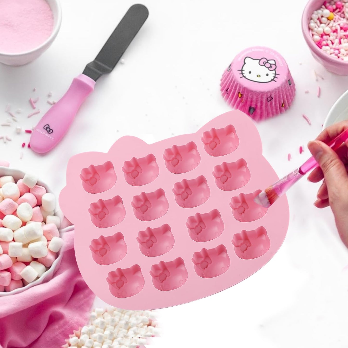 ICNYEKl Cute Kitten Chocolate Silicone Mold, Silicone Candy Molds 16 Cavity, Cat Ice Cube Tray for Baking, Cupcake Topper, Pudding, Butter, Gelatin, Jelly, Bath Bomb, Candle, Plaster, Resin, Clay