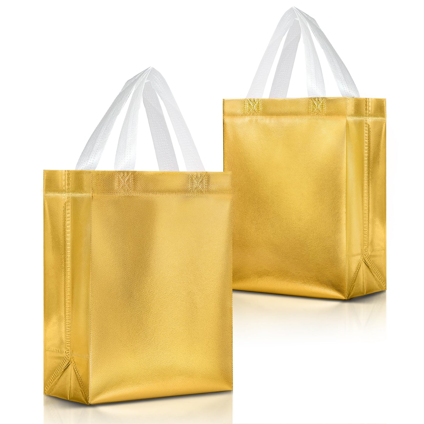 Gold Gift Bags Medium Size – Set of 12 Reusable Gold Gift Bags With Handles - Perfect Party Favor Bag for Christmas Holidays, Wedding, Bachelorette Party Favors and Goodies – 8W x 4D x 10H
