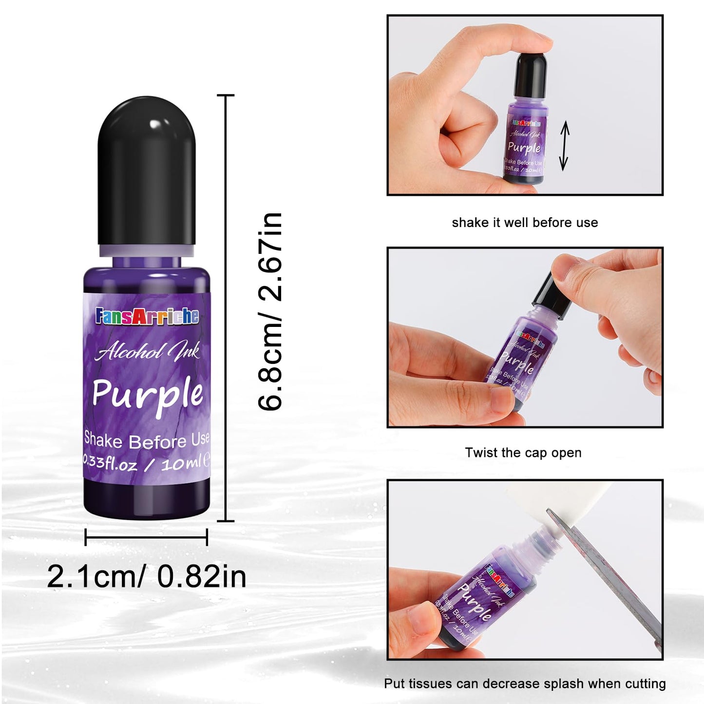 FansArriche Alcohol Inks for Resin, 16 Colors High Concentrated Alcohol Ink Set for Epoxy Resin, Alcohol-Based Resin Ink for Coasters, Fluid Painting Crafts, Tumbler Making, 10 ml Each