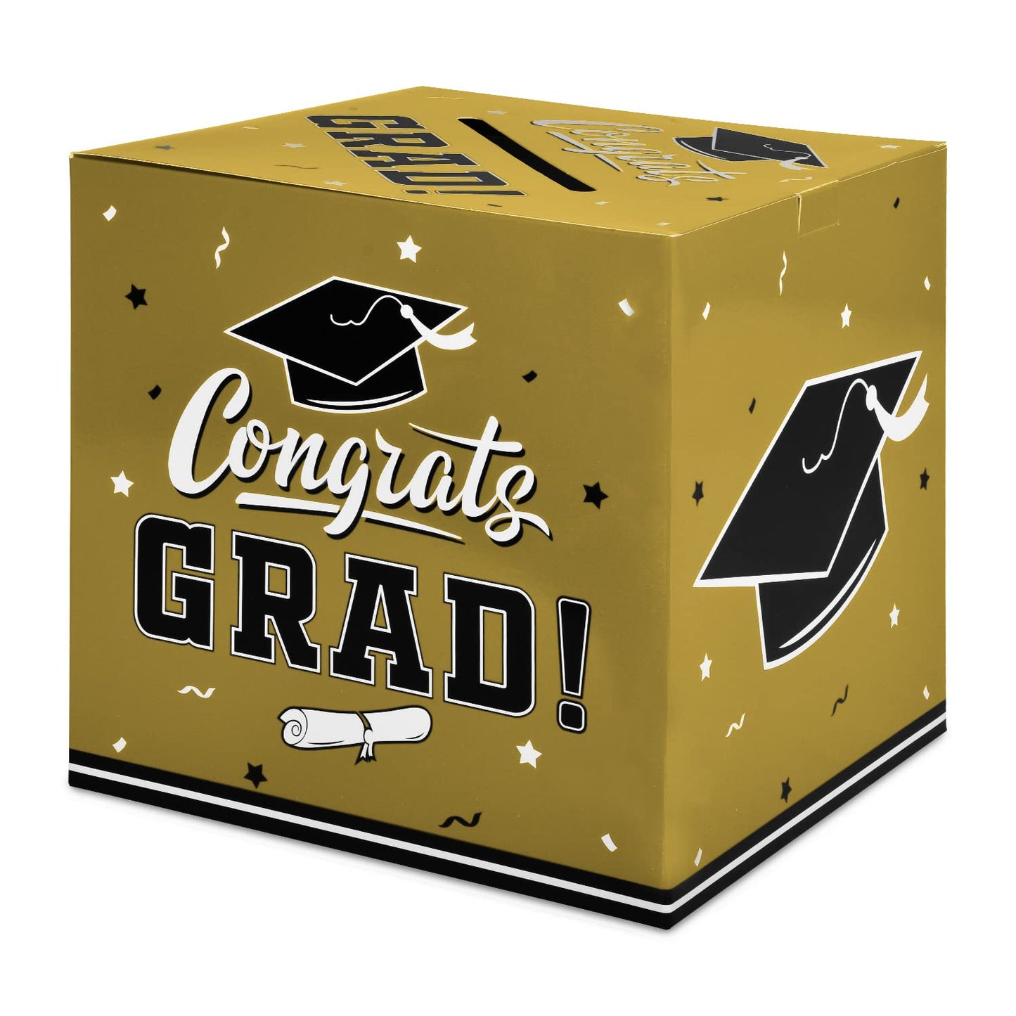 Gatherfun Graduation Party Decorations Box and Card Box for Gift, Favors, Decor, and Party Supplies - Gold