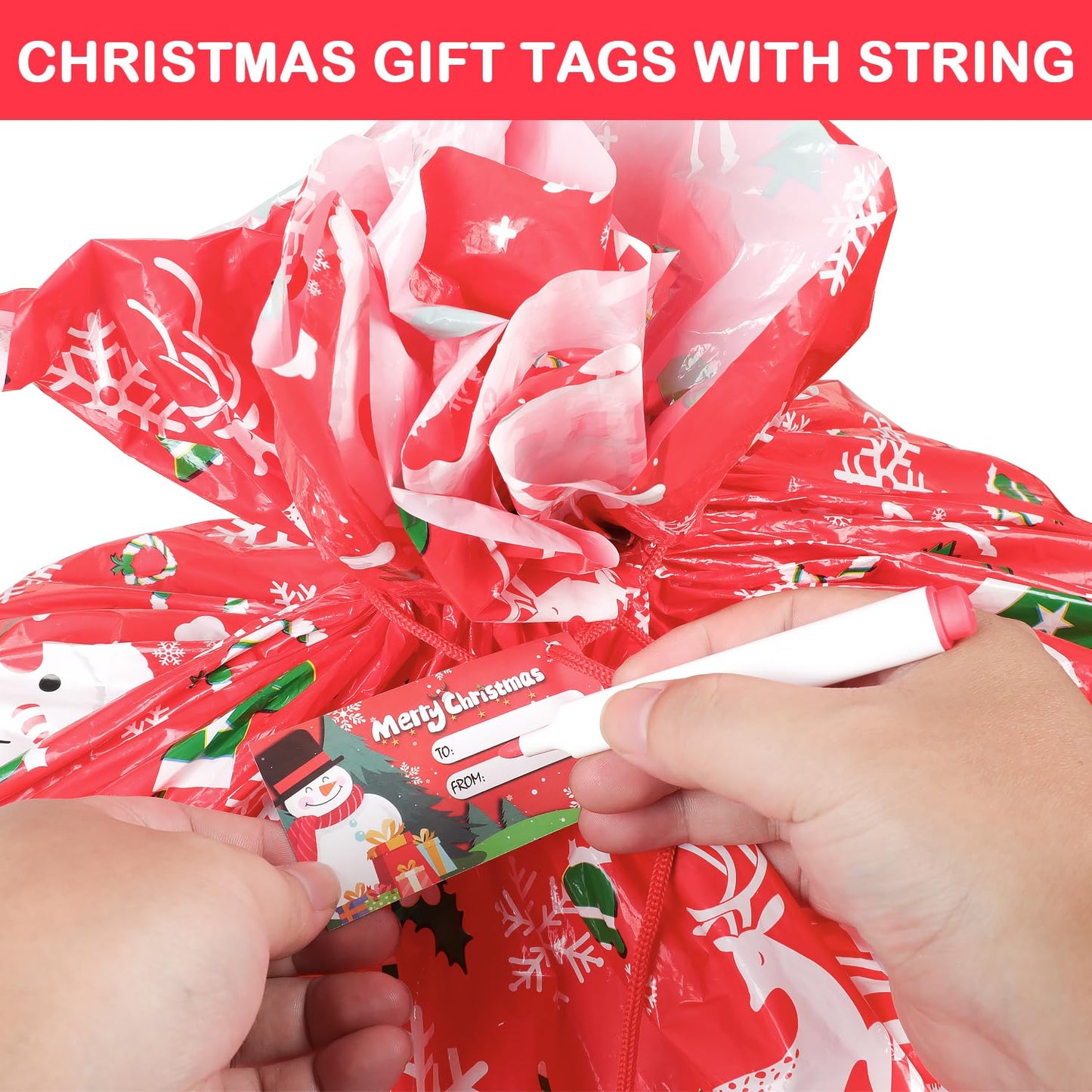 3pcs Large Christmas Gift Bags 36"x36" Holiday Gift Wrap Jumbo Christmas Bags for Gifts Giant Sacks for Presents Big Xmas Plastic Gift Bags
